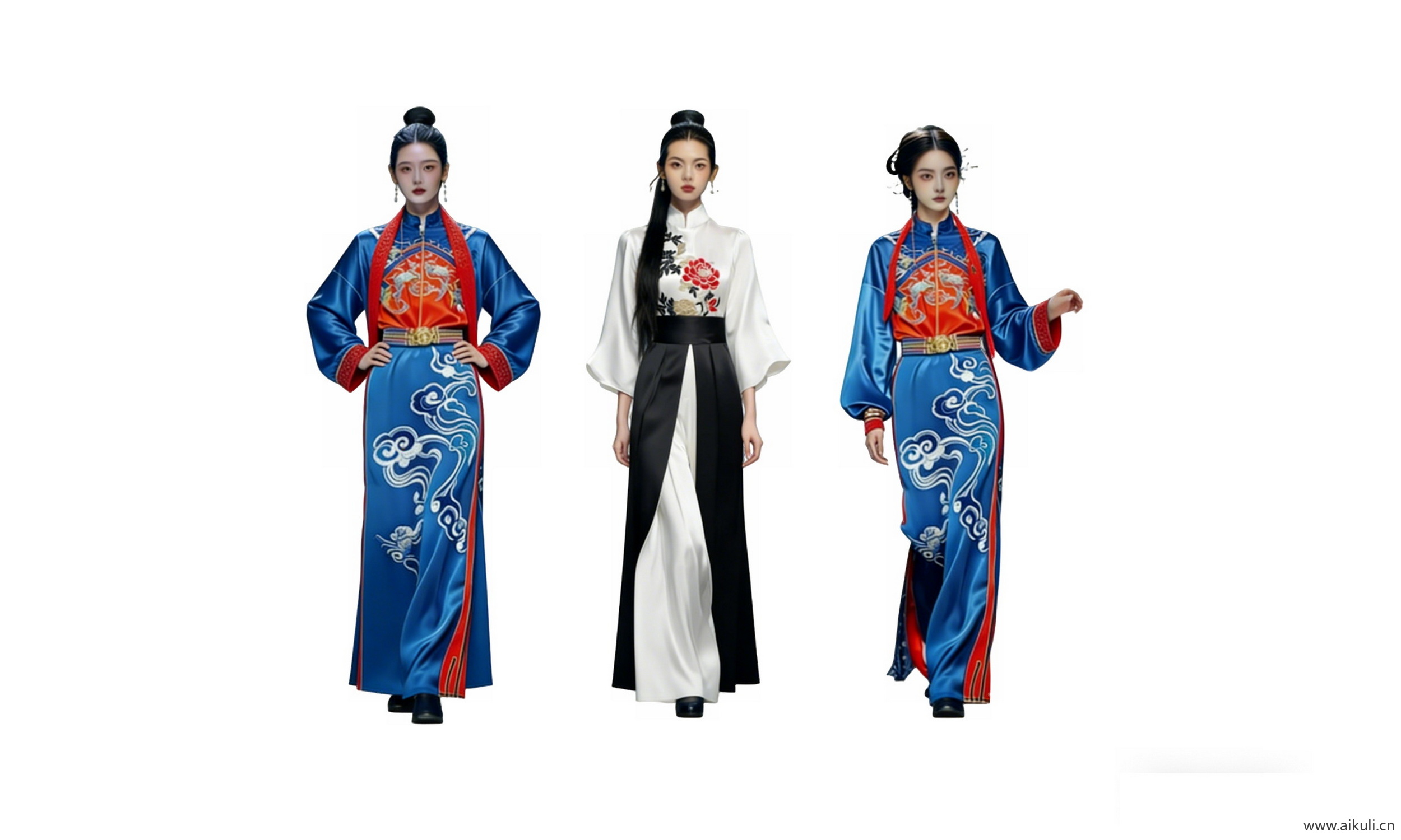 戏曲国潮民族服装人物剪影 