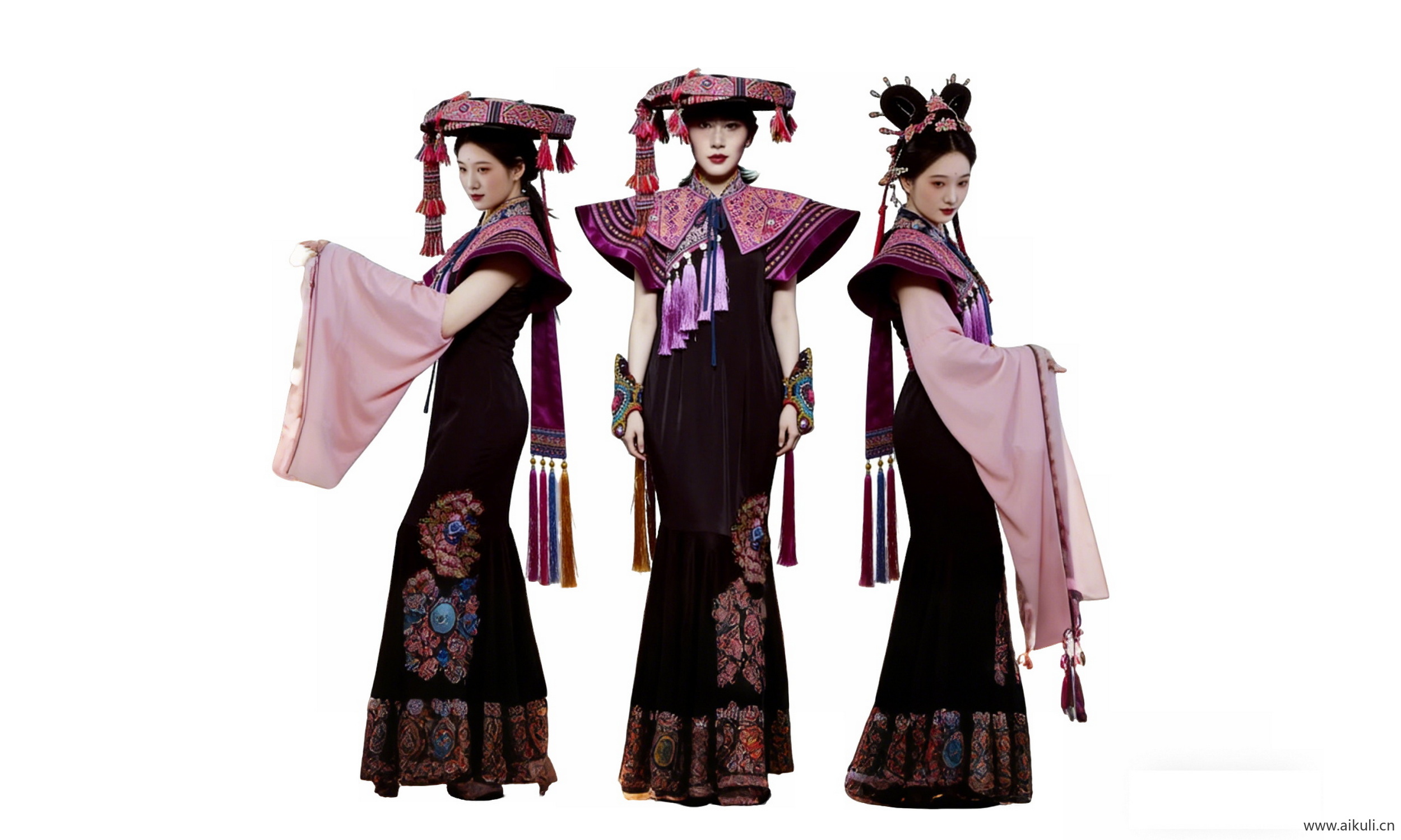 戏曲国潮民族服装人物剪影 (12)