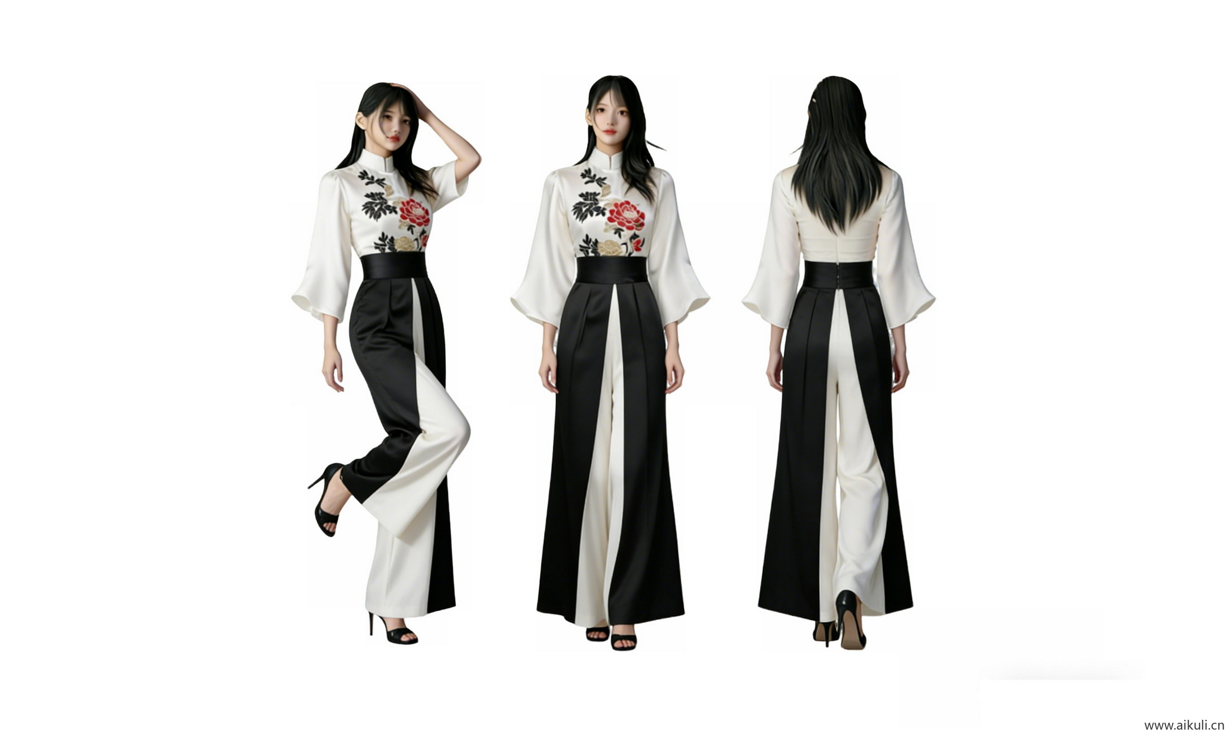 戏曲国潮民族服装人物剪影 