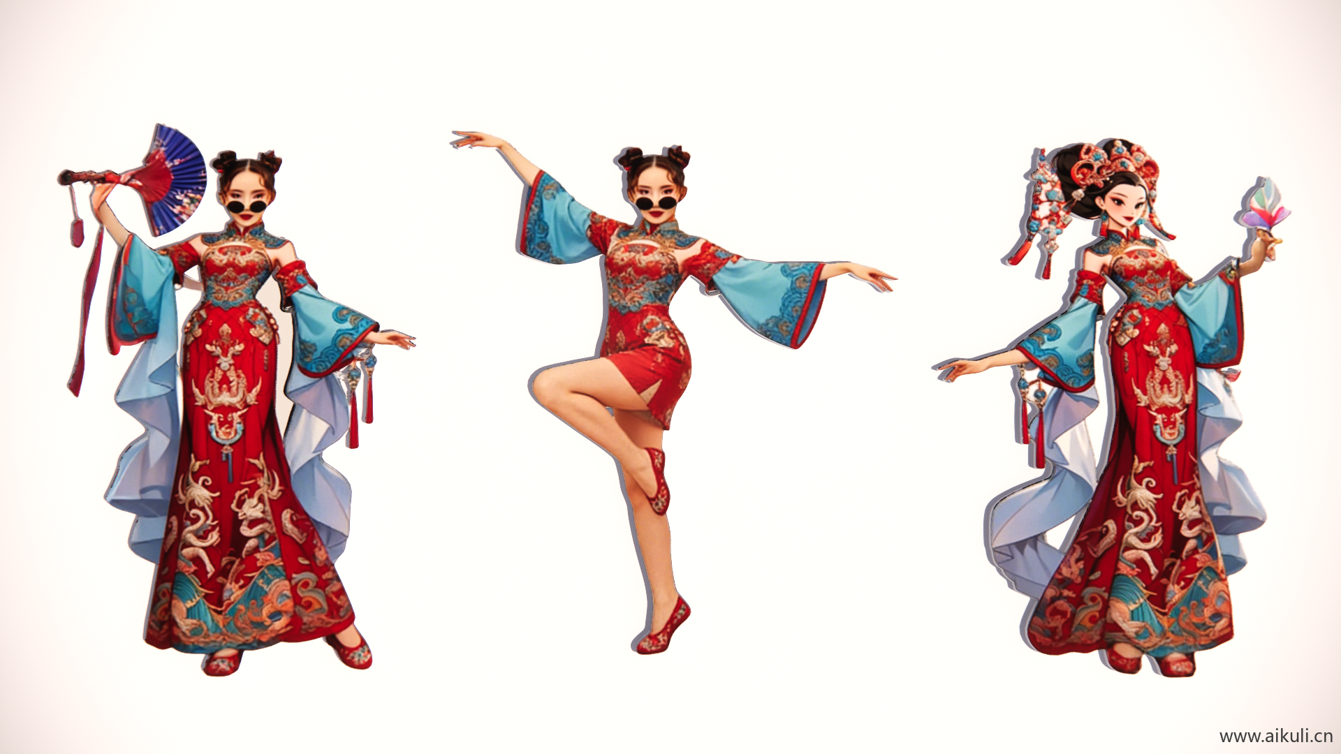 新中式戏曲 国潮 民族服装人物 2D剪影