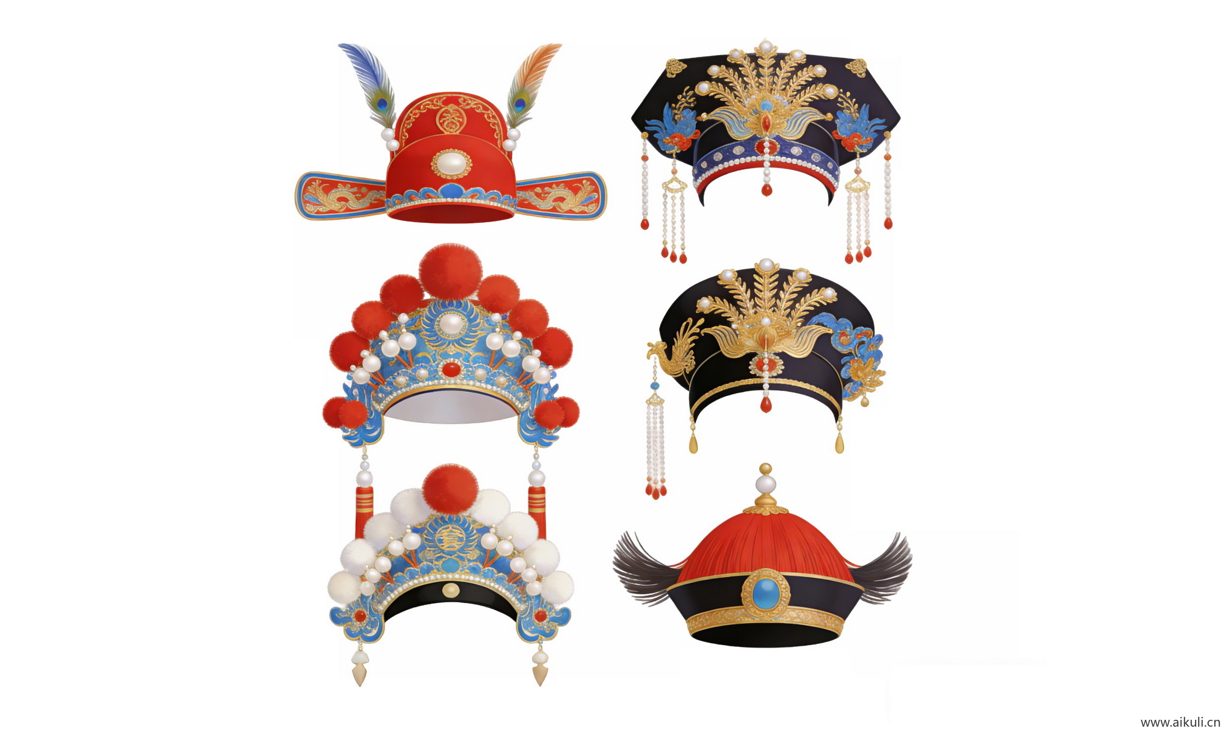 传统头饰 国潮戏曲帽头饰2-PNG素材