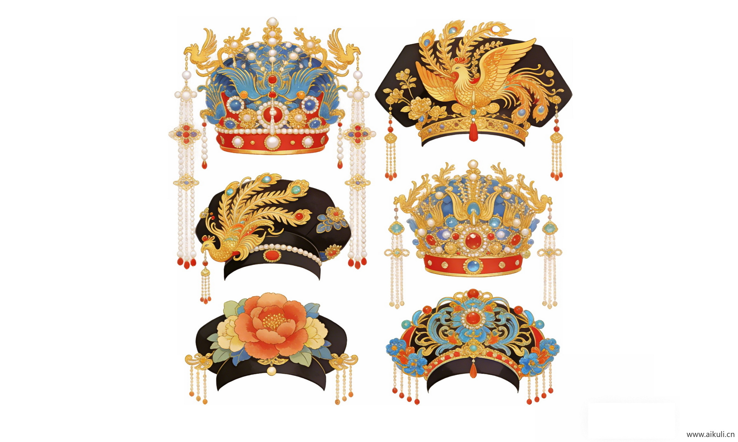 古风传统头饰 凤冠配饰 宫廷6-PNG素材