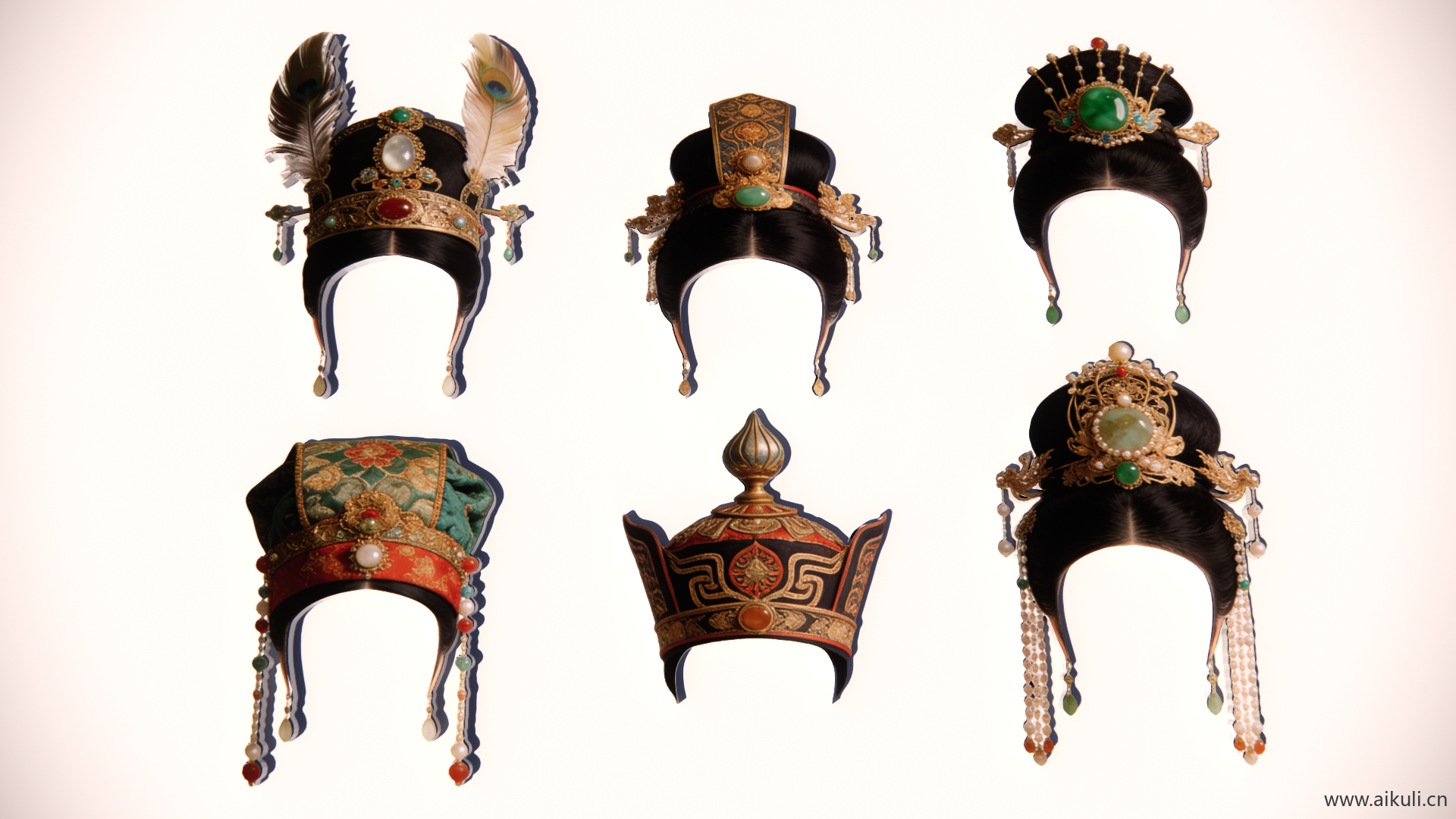 宫廷帽头饰秦汉时期皇妃  2D戏曲帽装饰