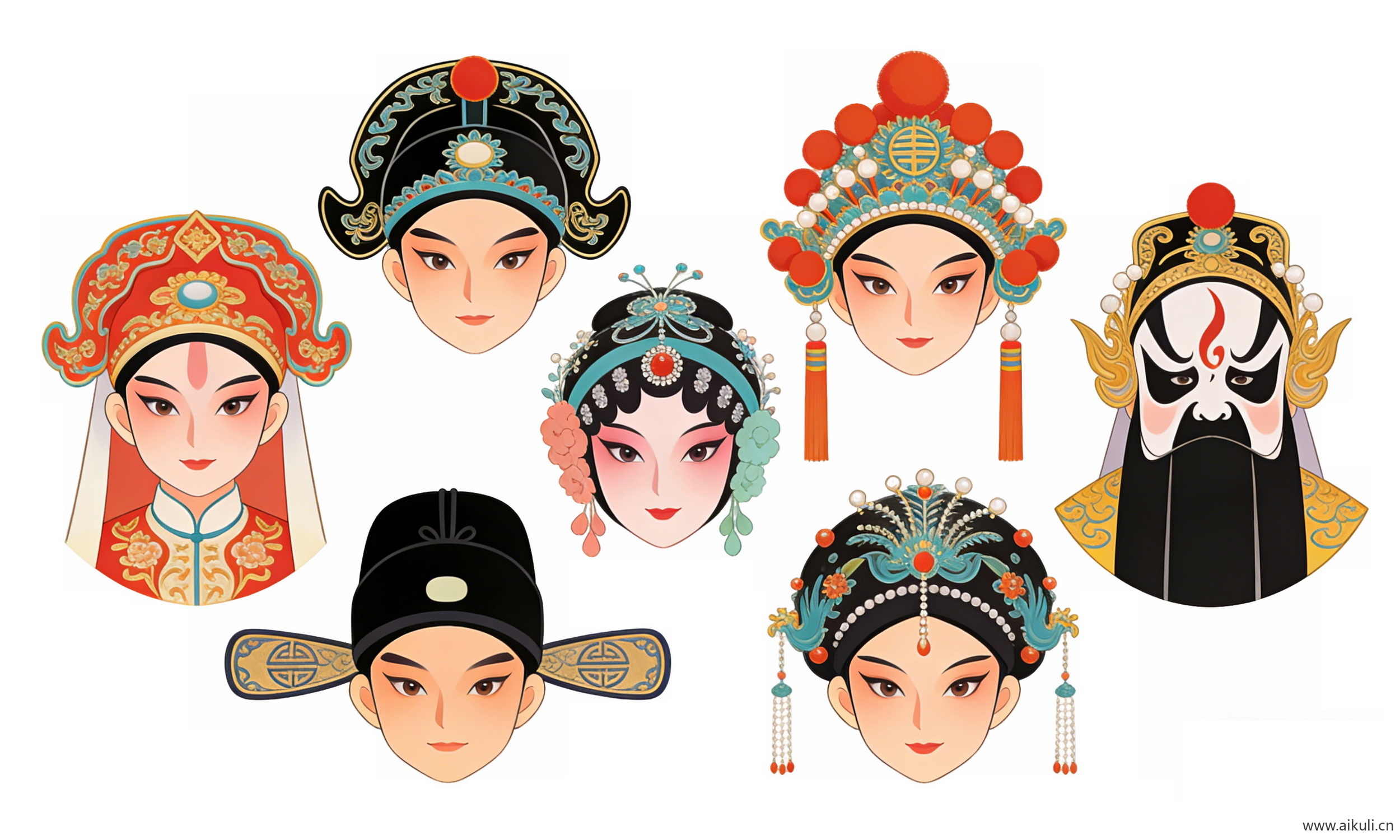 国潮戏曲帽头饰A-PNG素材