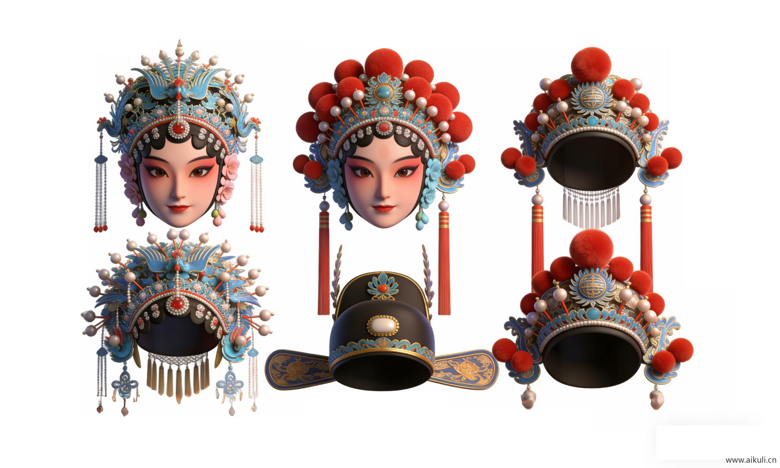 中式国粹京剧帽饰 戏曲头饰B-PNG素材