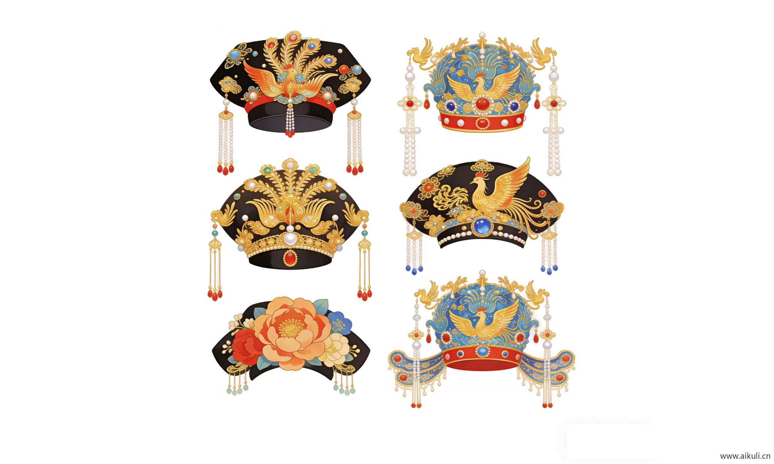 古风传统头饰 凤冠配饰 宫廷1-PNG素材