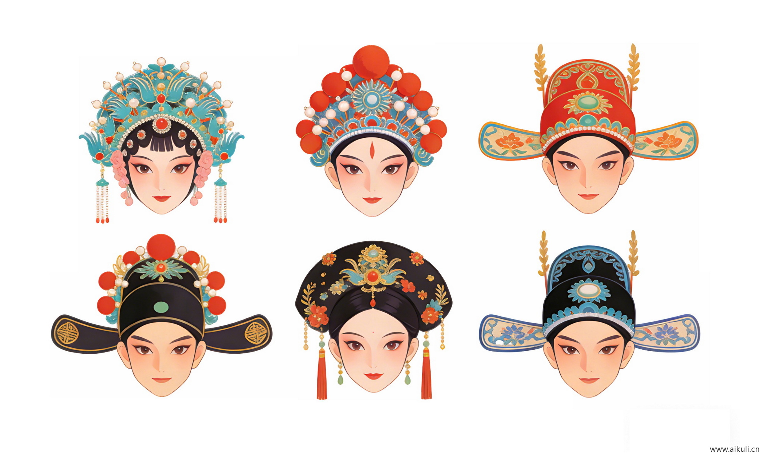 国潮戏曲帽头饰B-PNG素材