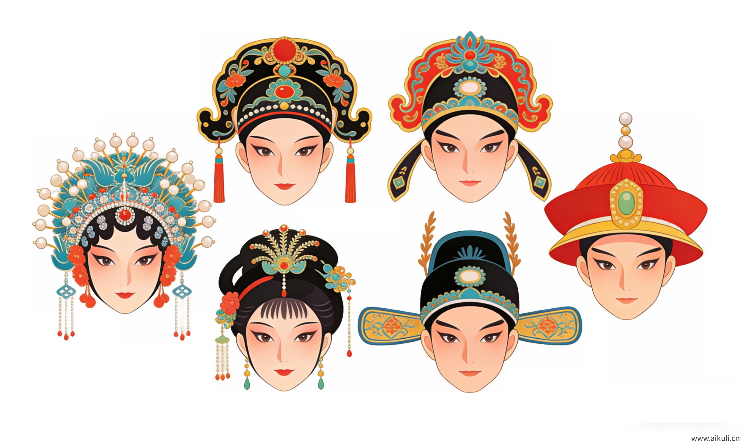 国潮戏曲帽头饰C-PNG素材