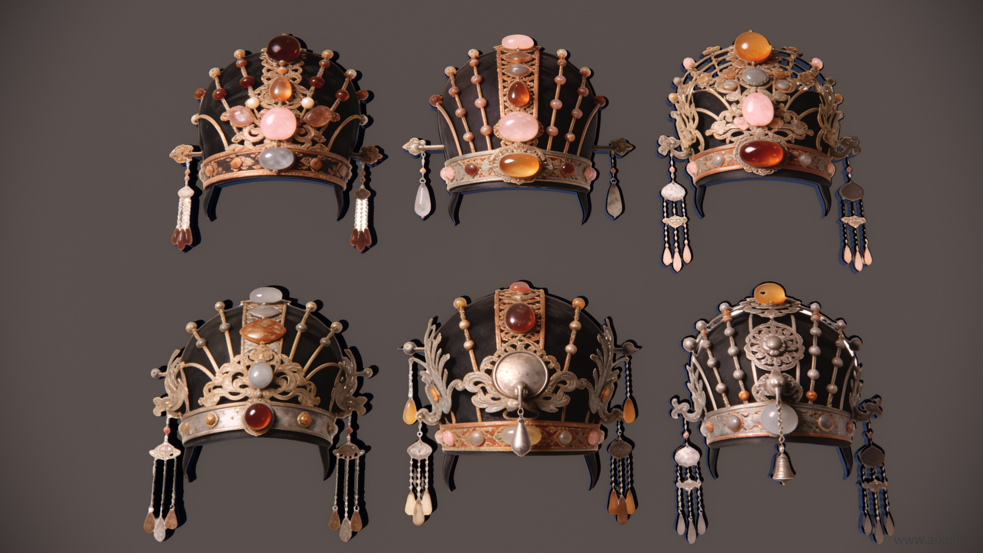 宫廷帽头饰秦汉时期皇妃  2D戏曲帽装饰 剪影C