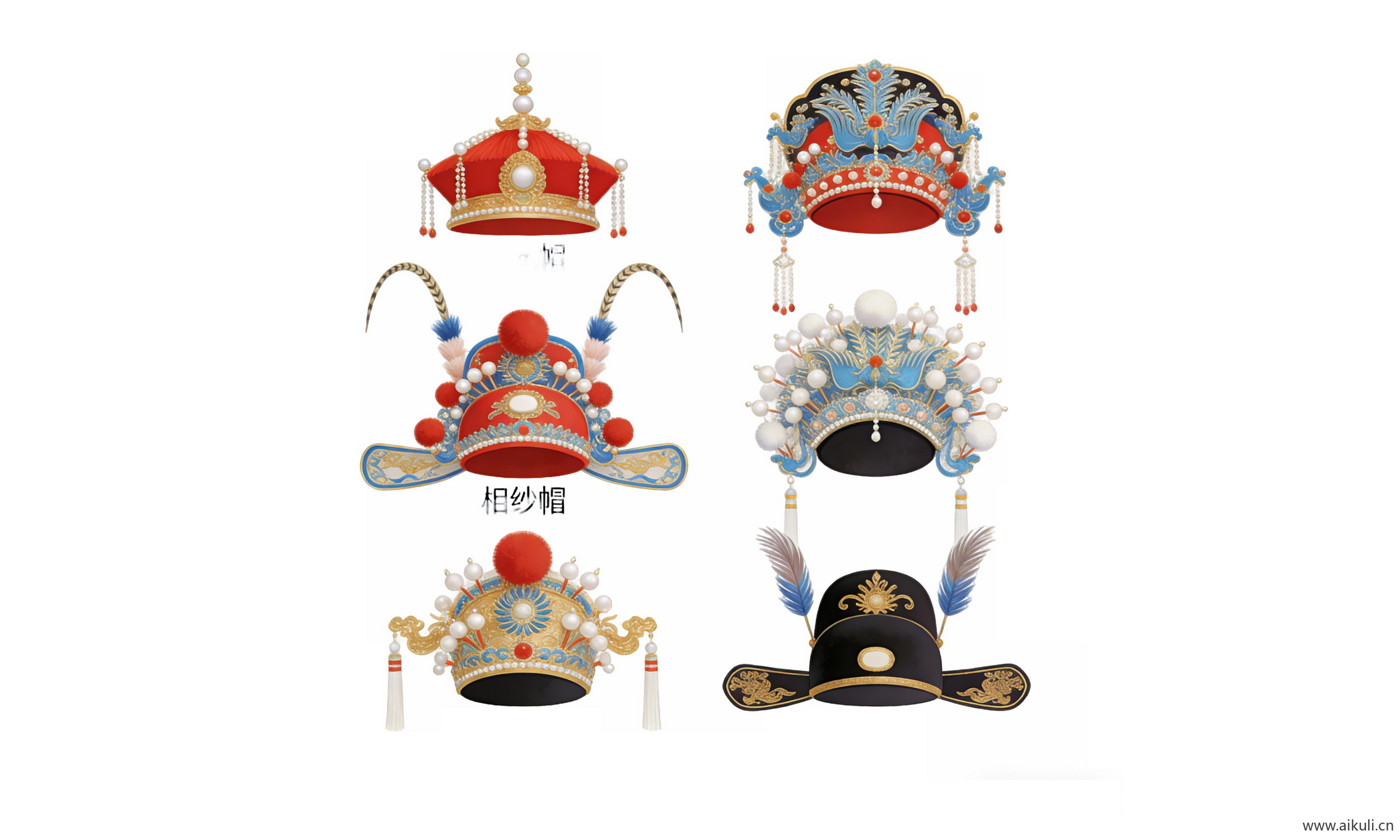 传统头饰 国潮戏曲帽头饰1-PNG素材