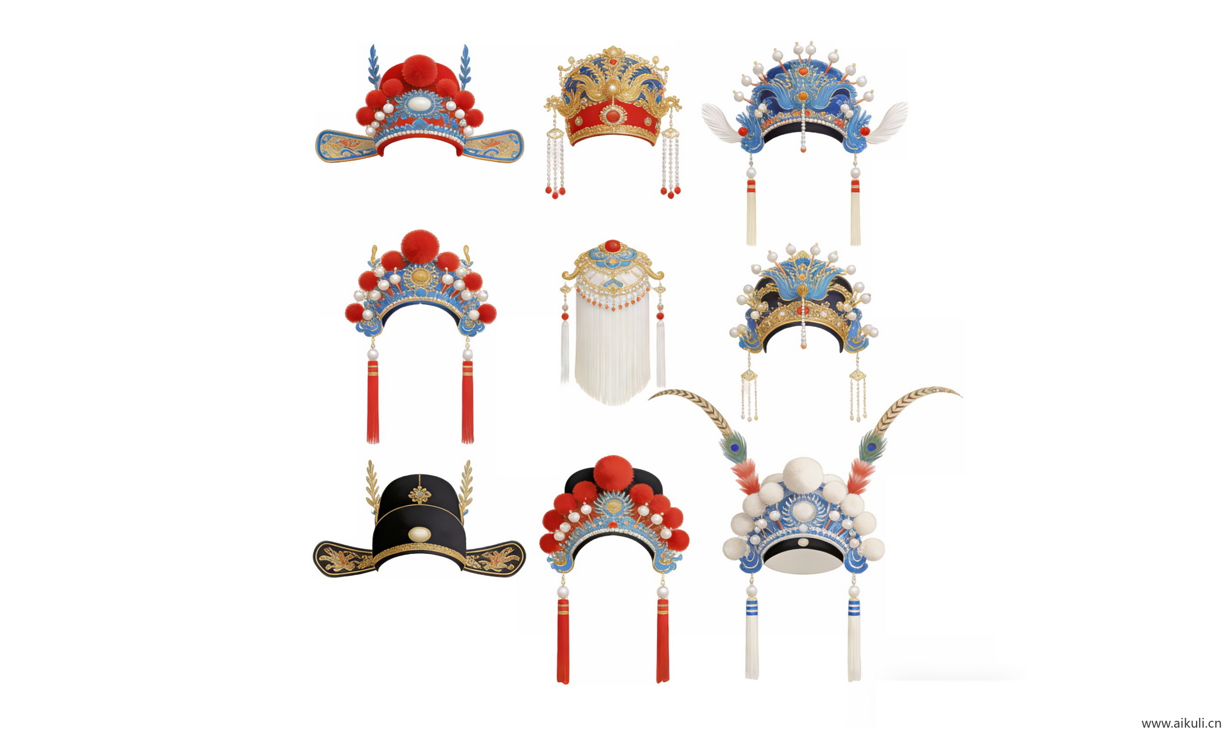 传统头饰 国潮戏曲帽头饰3-PNG素材