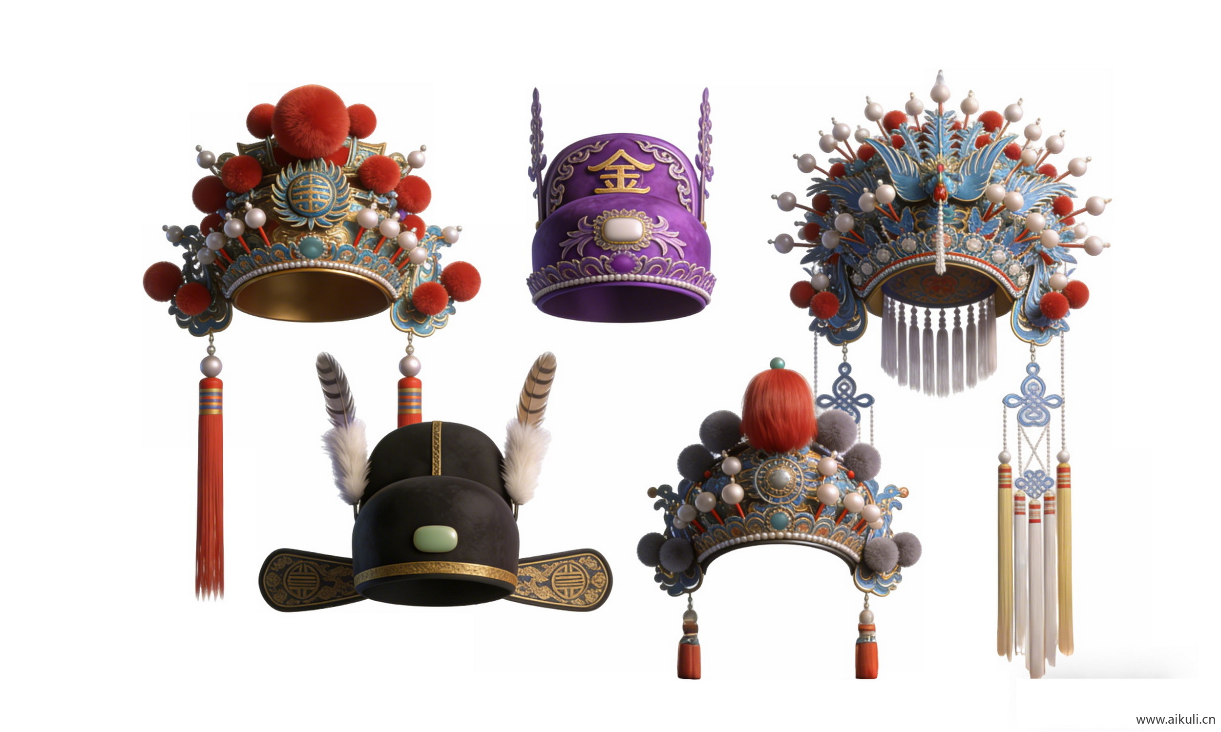 中式国粹京剧帽饰 戏曲头饰E-PNG素材