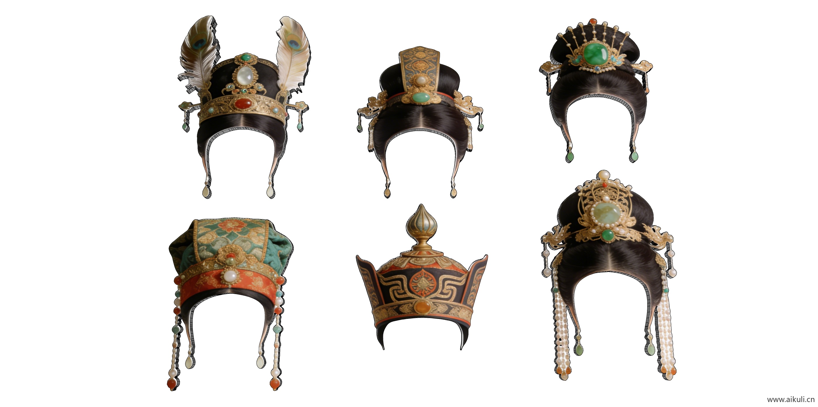 宫廷帽头饰秦汉时期皇妃  2D戏曲帽装饰