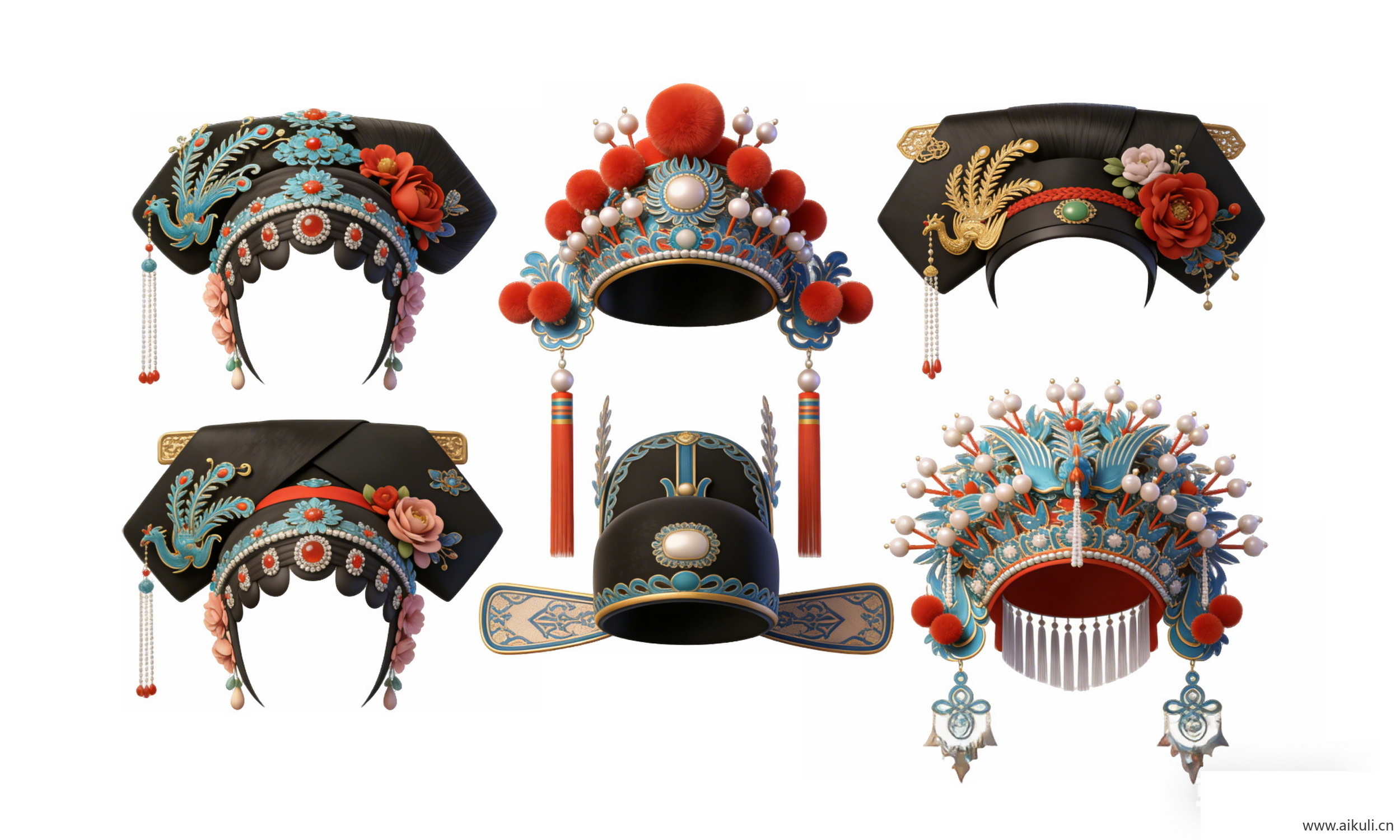 中式国粹京剧帽饰 戏曲头饰D-PNG素材