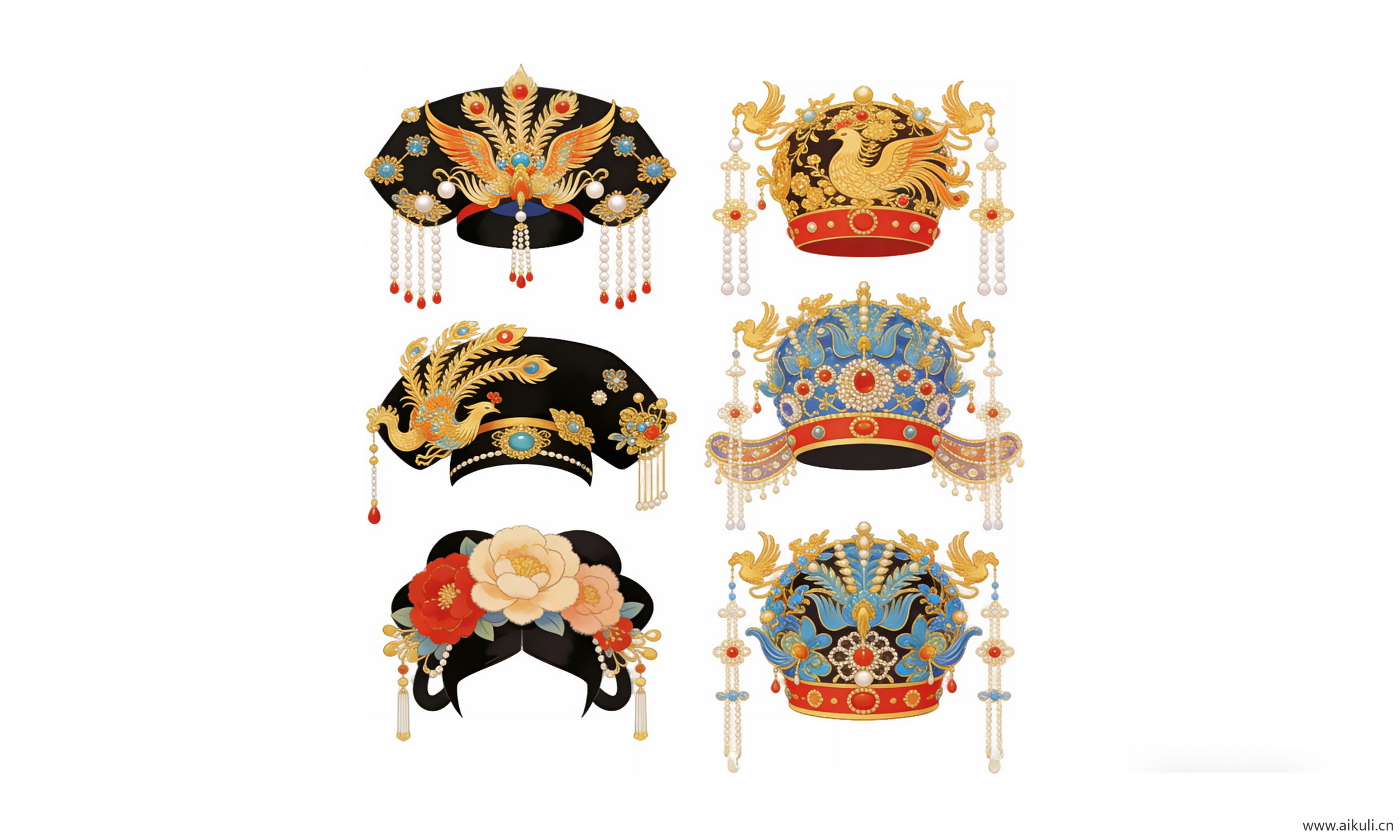 古风传统头饰 凤冠配饰 宫廷4-PNG素材