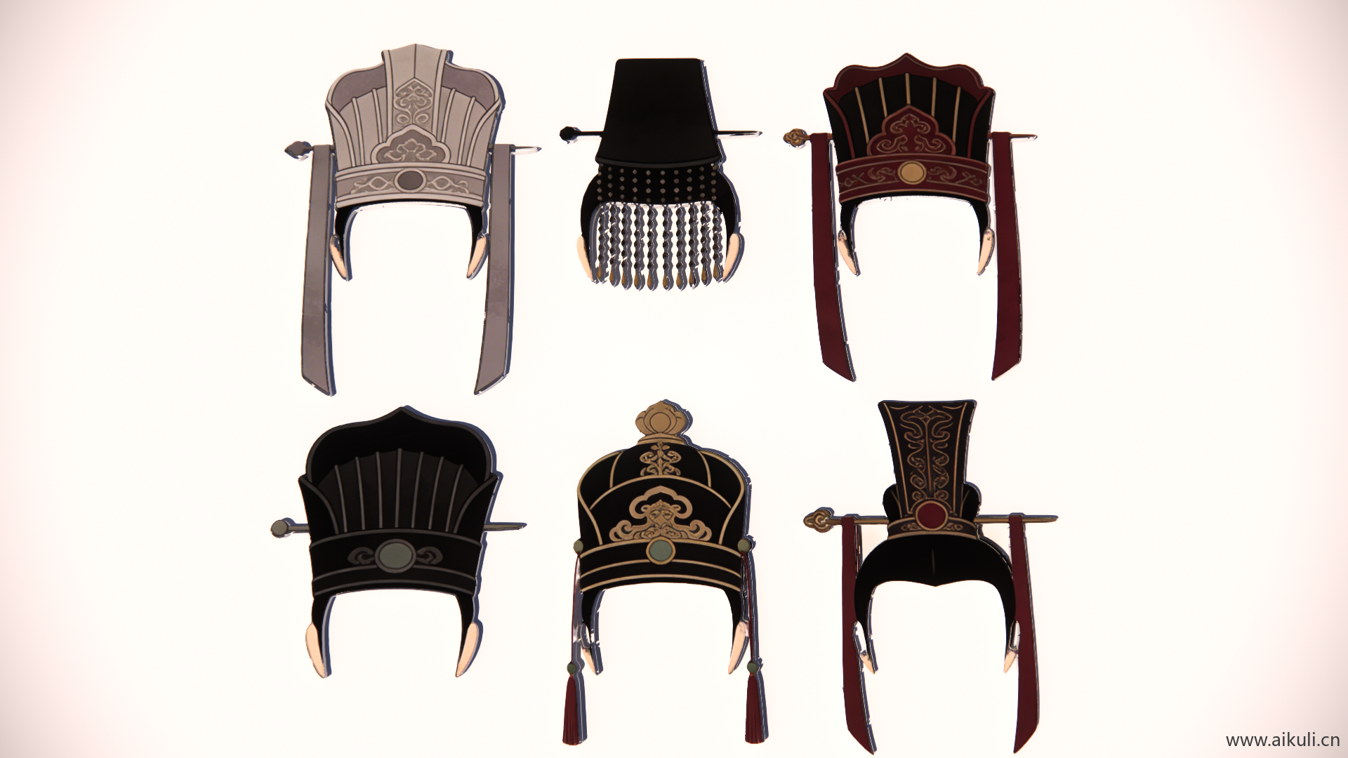 宫廷帽头饰秦汉时期皇妃  2D戏曲帽装饰A