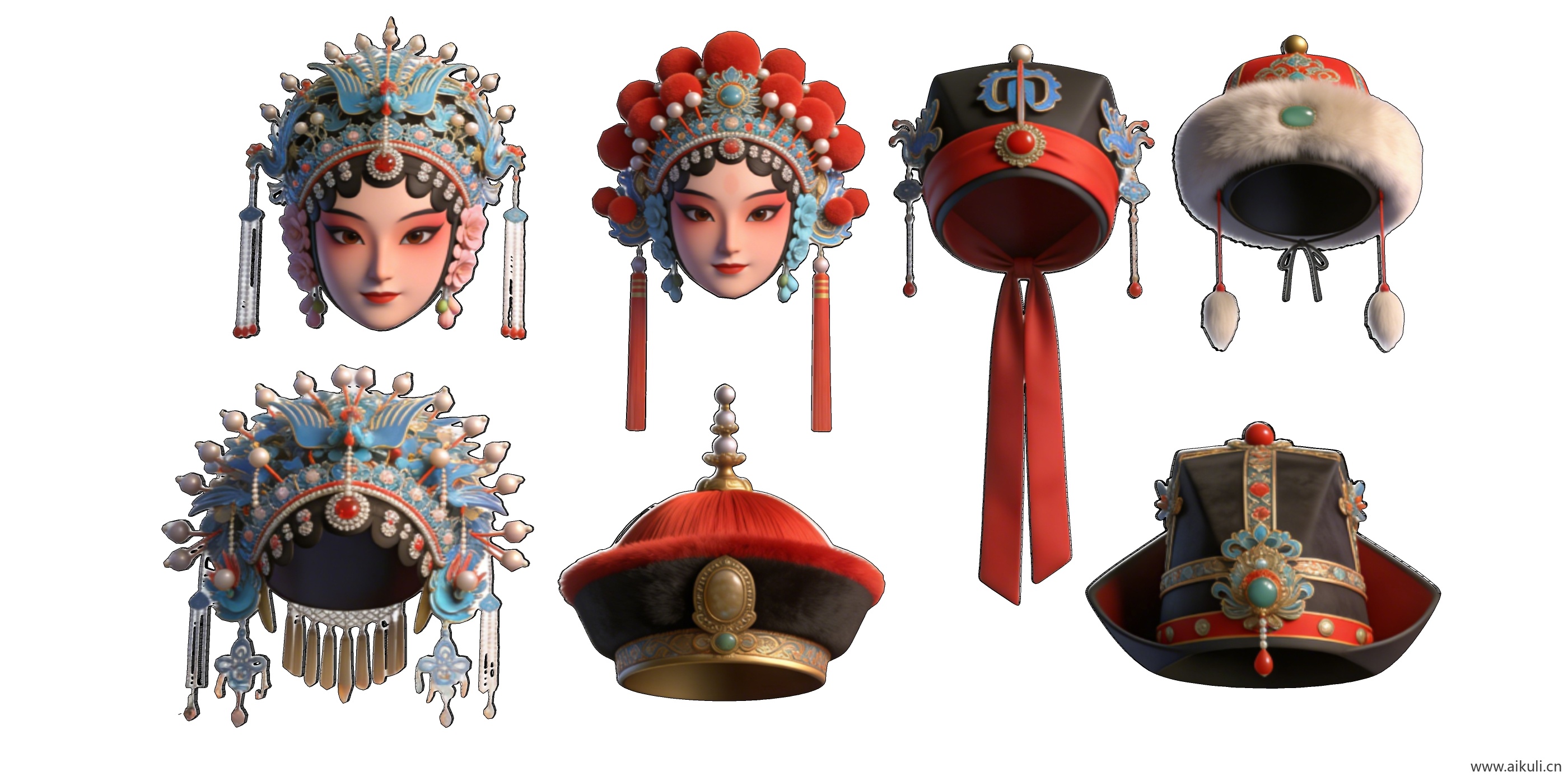 京剧帽饰2D中式国粹 戏曲头饰B