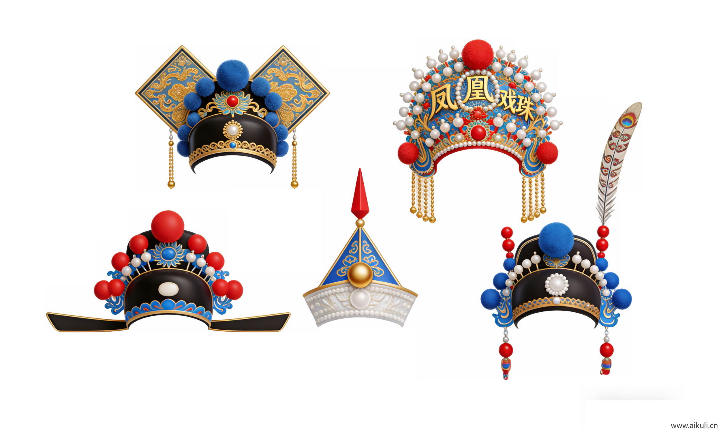 古风传统头饰 国潮戏曲帽头饰 A-PNG素材