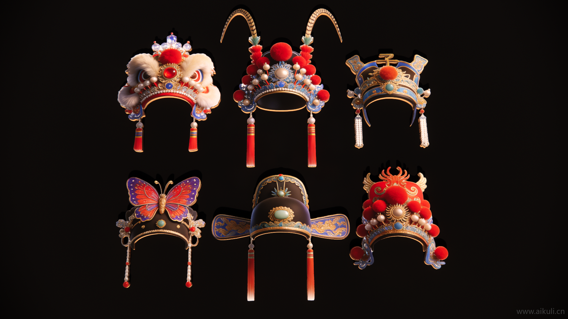 2D中式国粹京剧帽饰 戏曲头饰