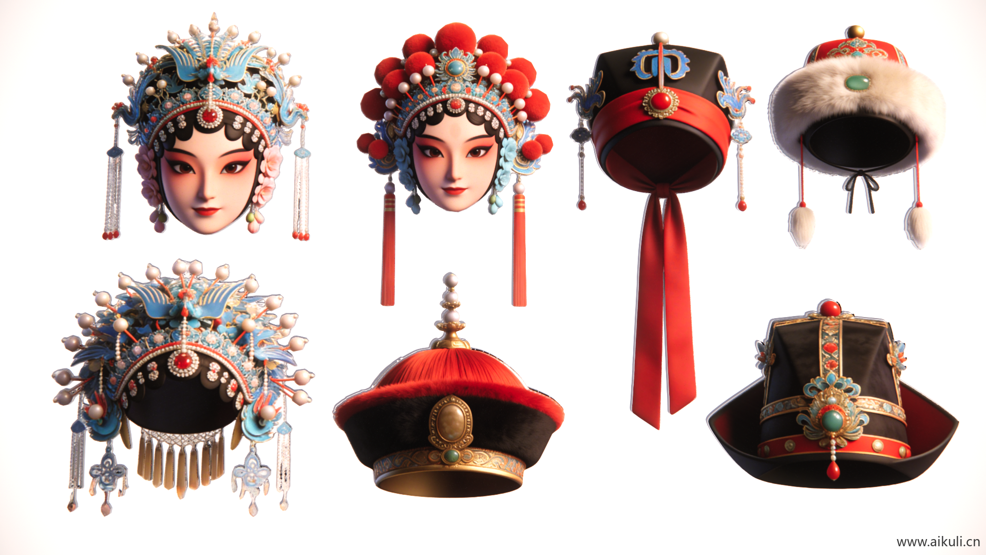 京剧帽饰2D中式国粹 戏曲头饰B