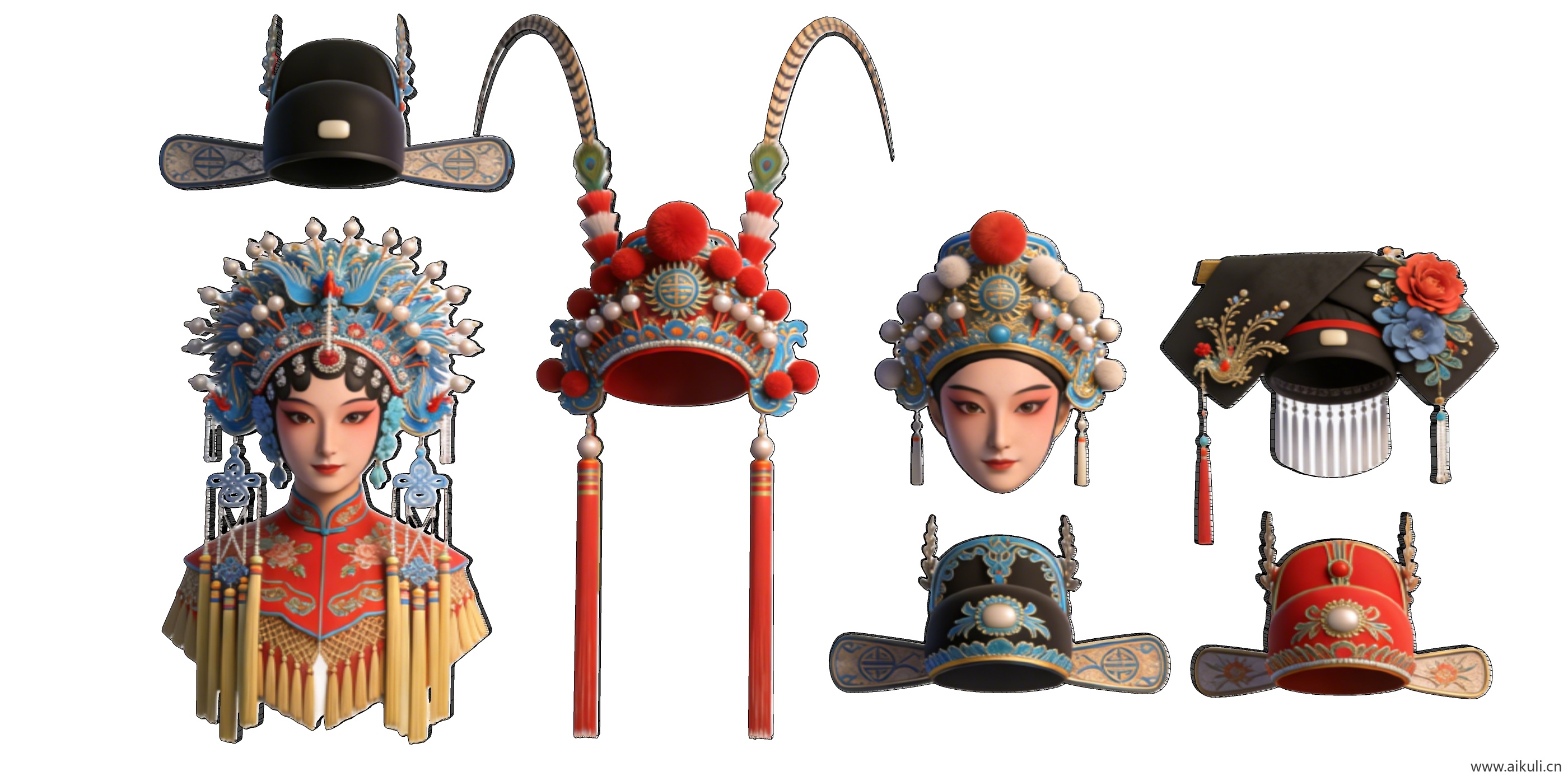 2D中式国粹京剧帽饰 戏曲头饰D