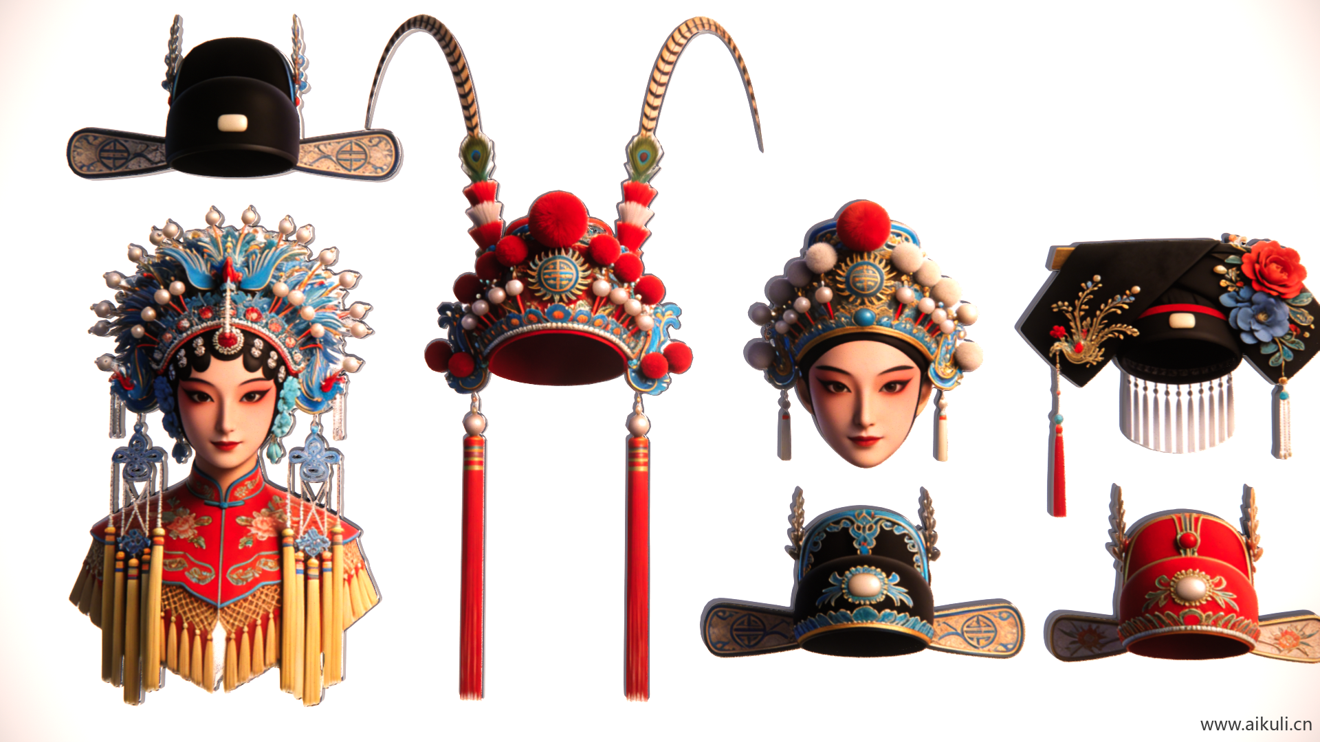 2D中式国粹京剧帽饰 戏曲头饰D