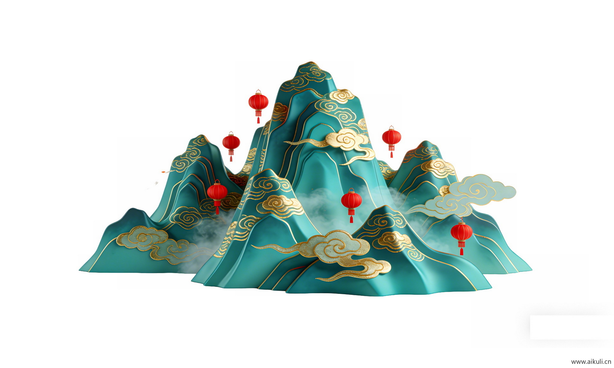 中式国潮山水云PNG剪影 (5)