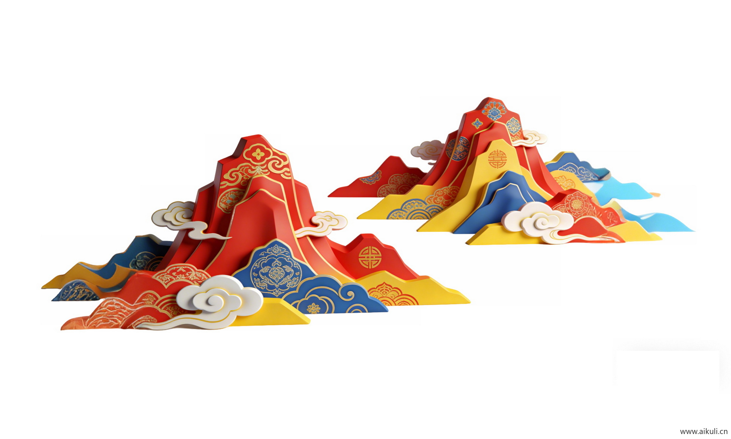 中式国潮山水云PNG剪影 (4)