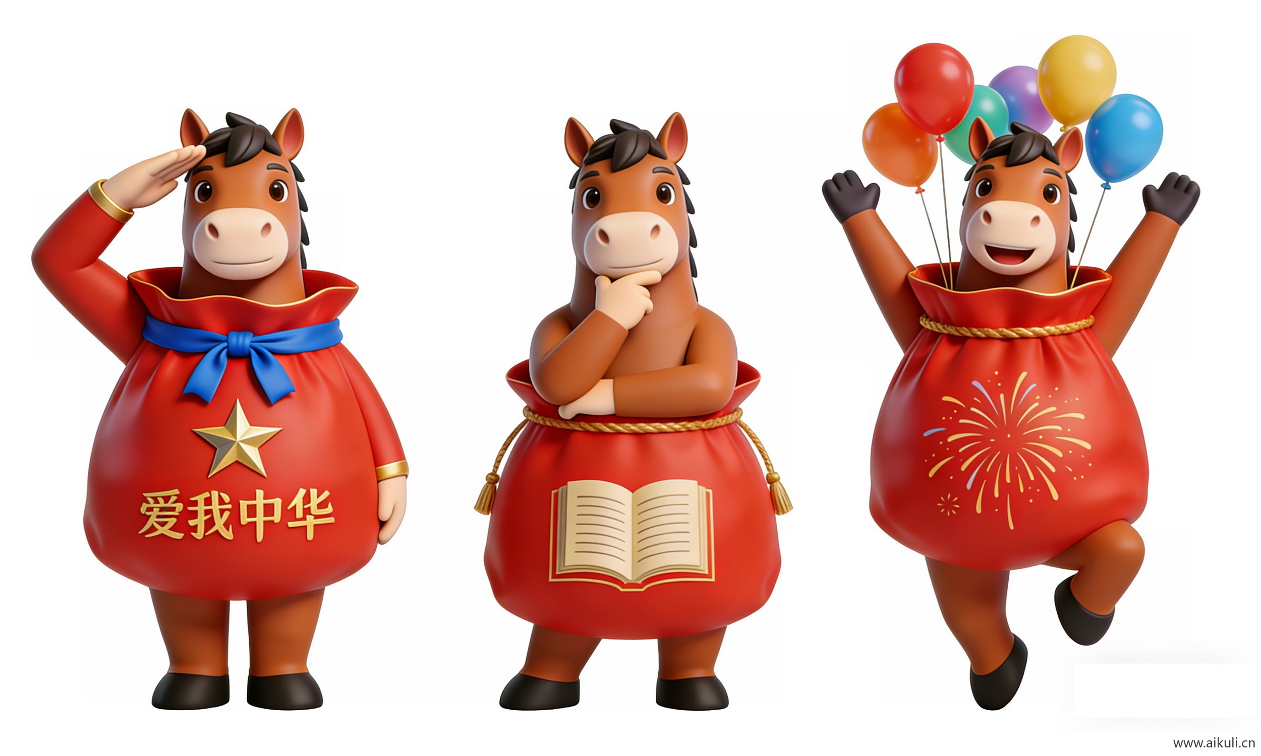 2D中式 福袋卡通吉祥物剪影PNG (2)