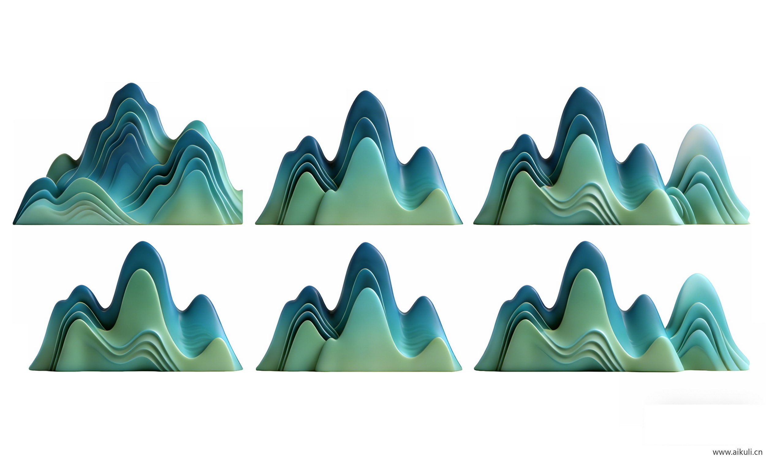 中式国潮山水云PNG剪影 (1)