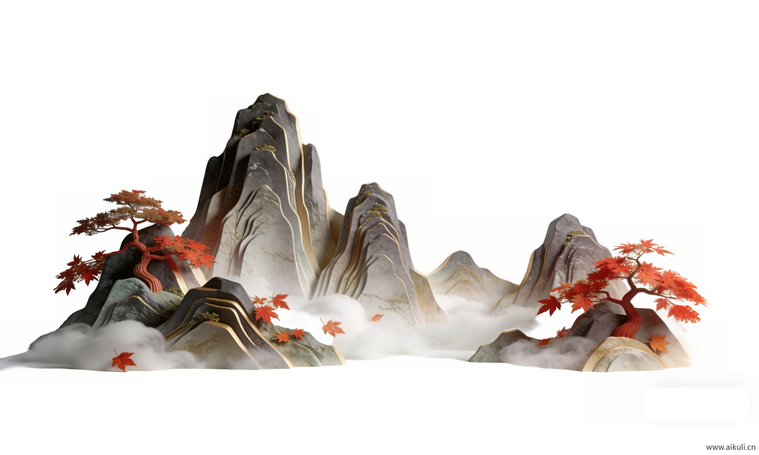 中式国潮山水云PNG剪影 (12)