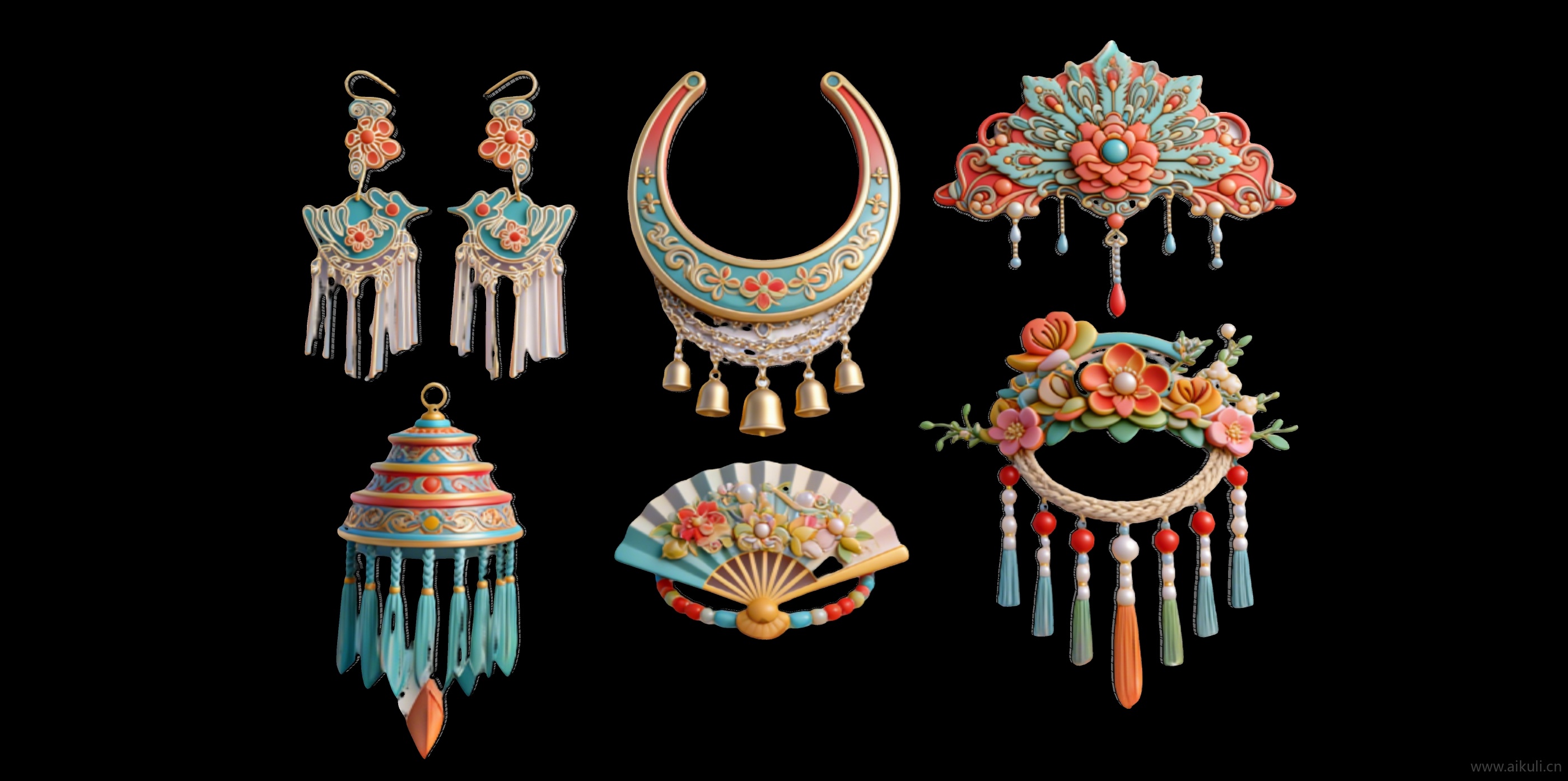 苗族珠宝手饰品2D剪影