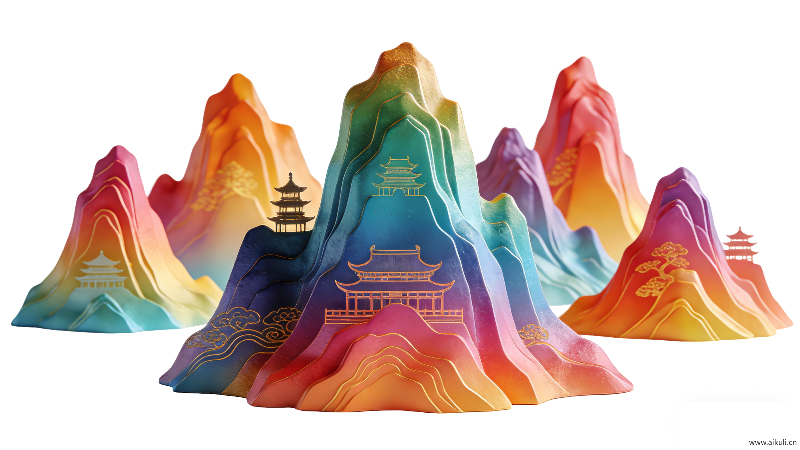 国潮山水PNG素材 (2)