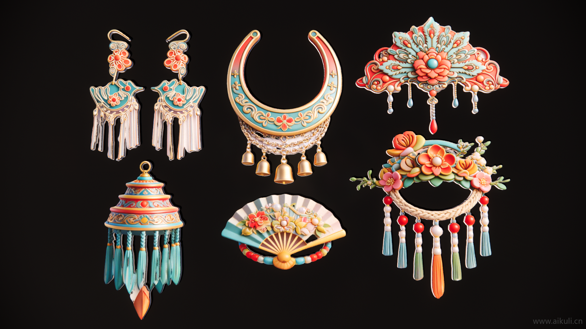 苗族珠宝手饰品2D剪影