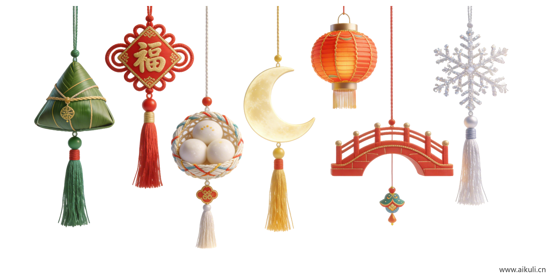 PNG素材吊串绣球流苏中国结 (3)