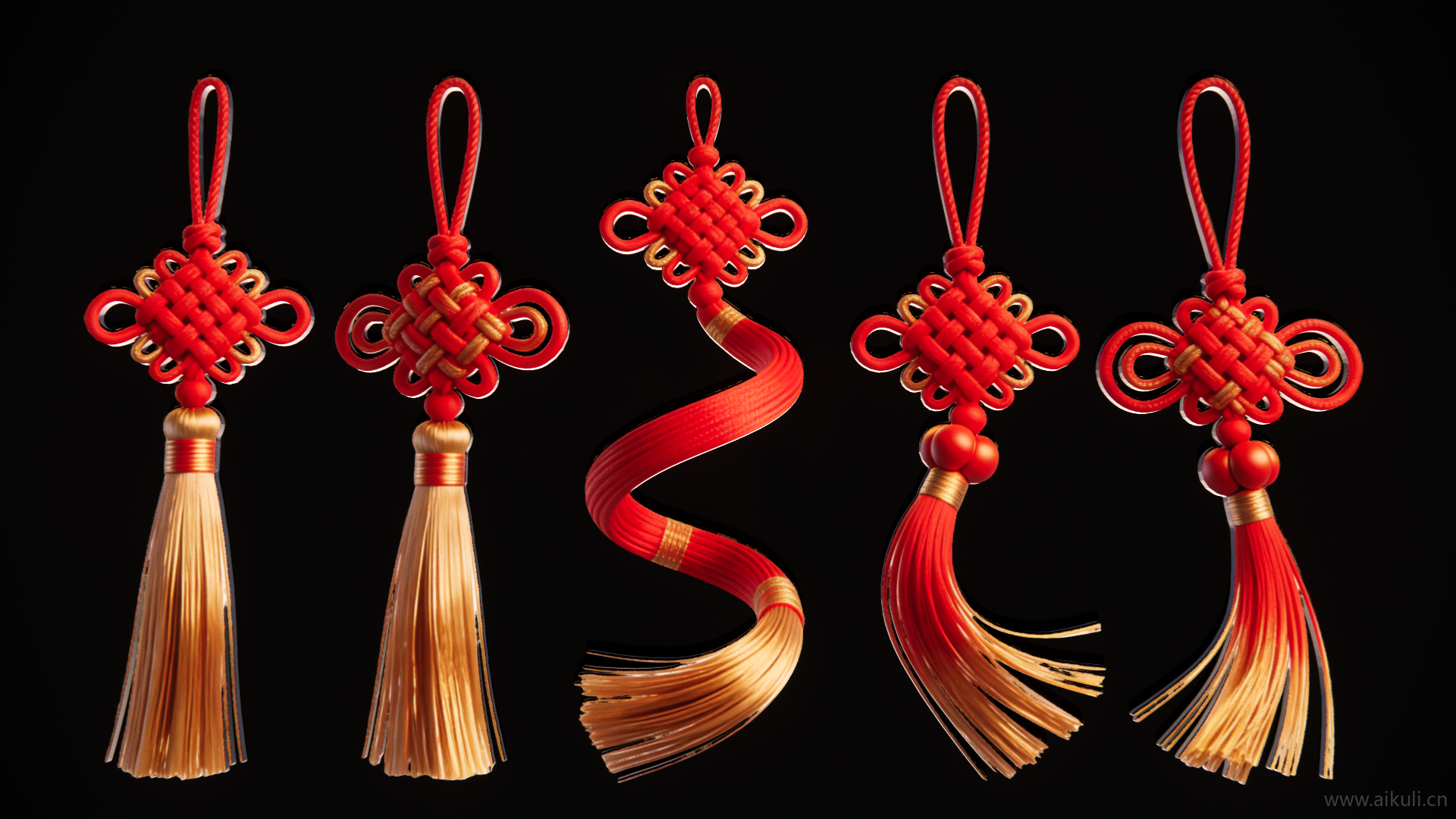 节庆新年2D吊串流苏中国结剪影艺术装置