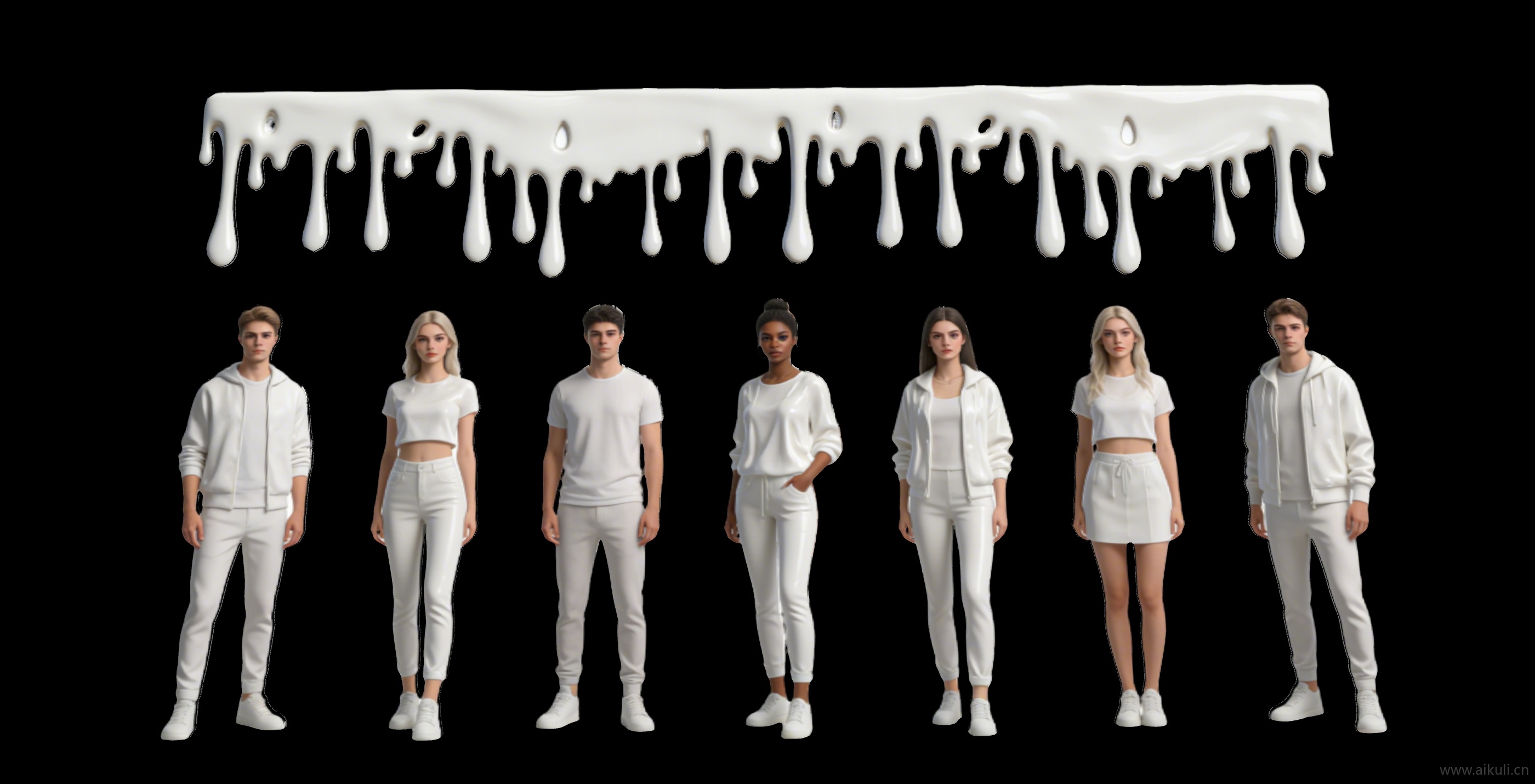 2D油漆流动 人物剪影艺术装置