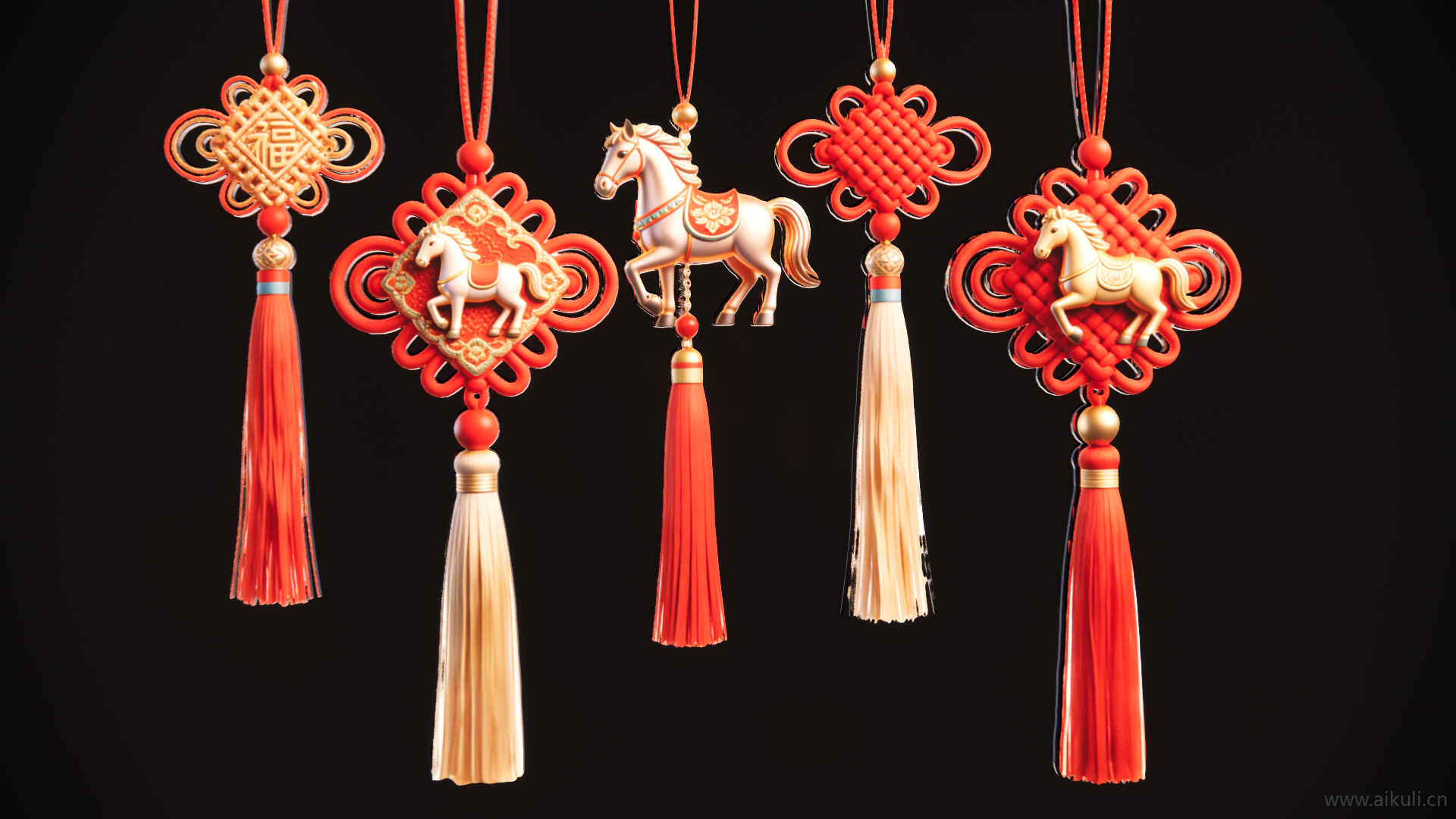 节庆新年2D中国结剪影A艺术装置