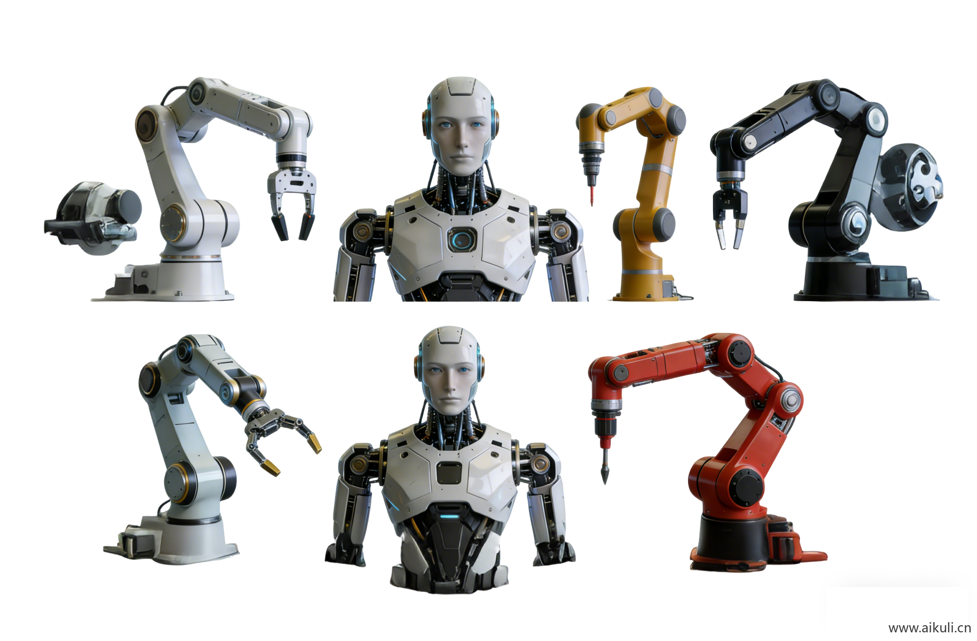 PNG素材现代工业智能机器人机械臂车间设备剪影