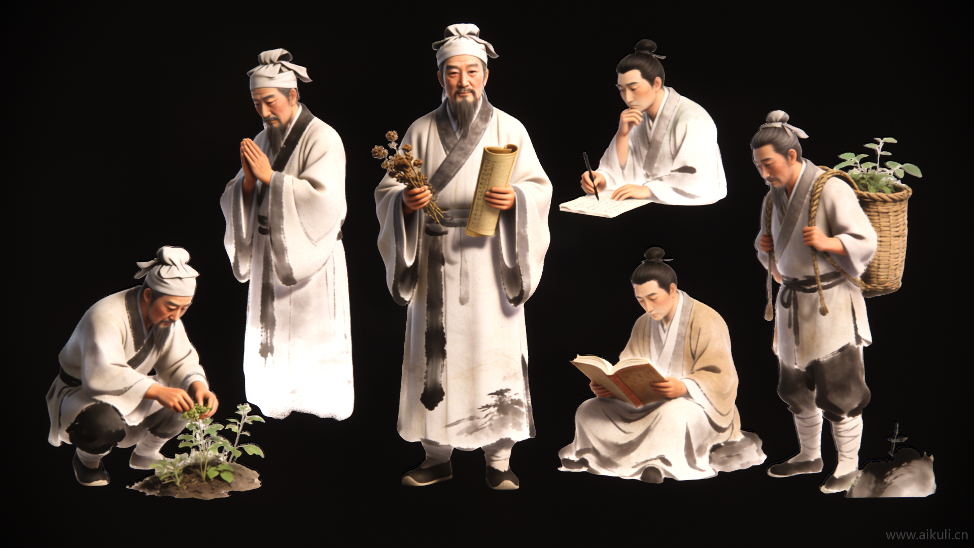 人物2D李时珍3古代名医剪影