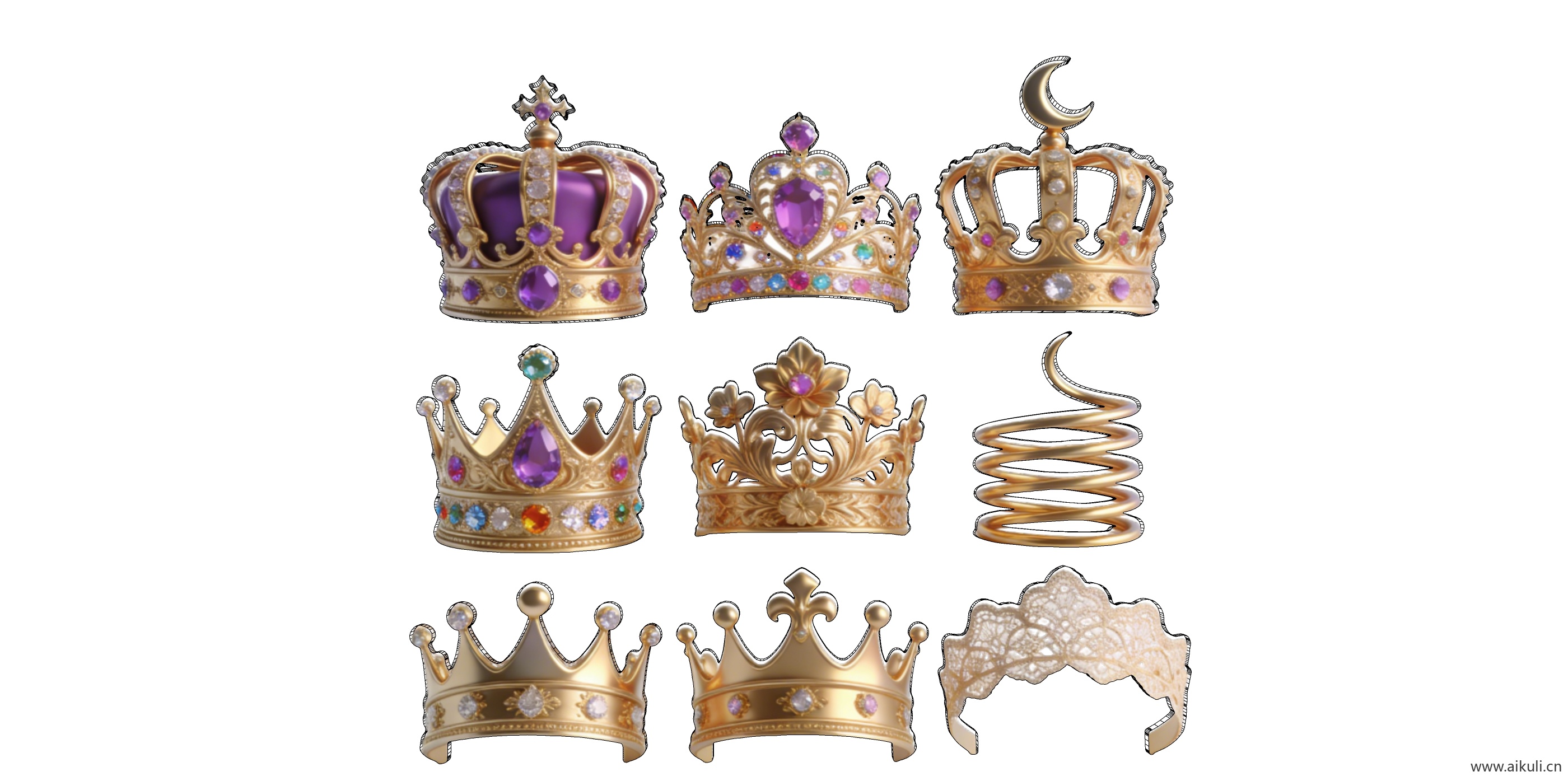 2D王冠帽头饰剪影