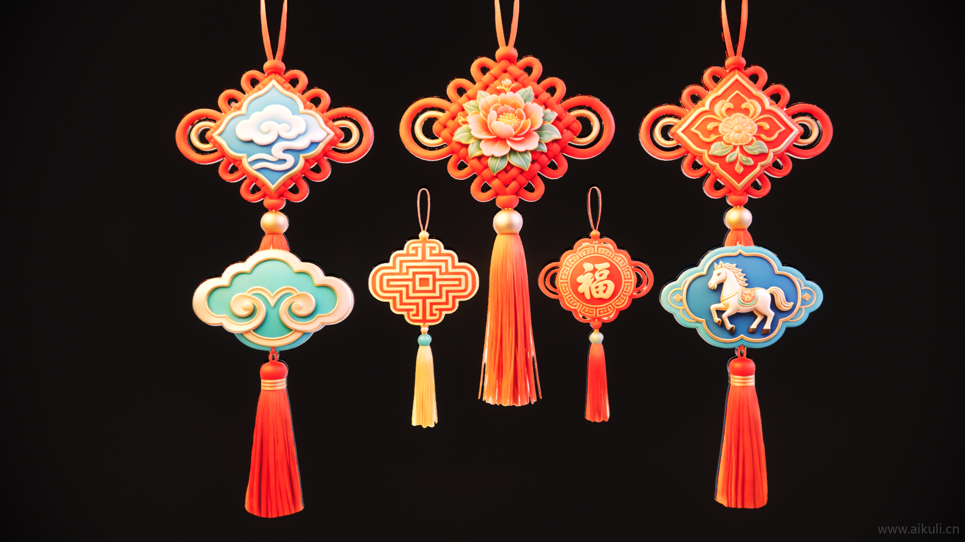 节庆新年2D中国结剪影艺术装置