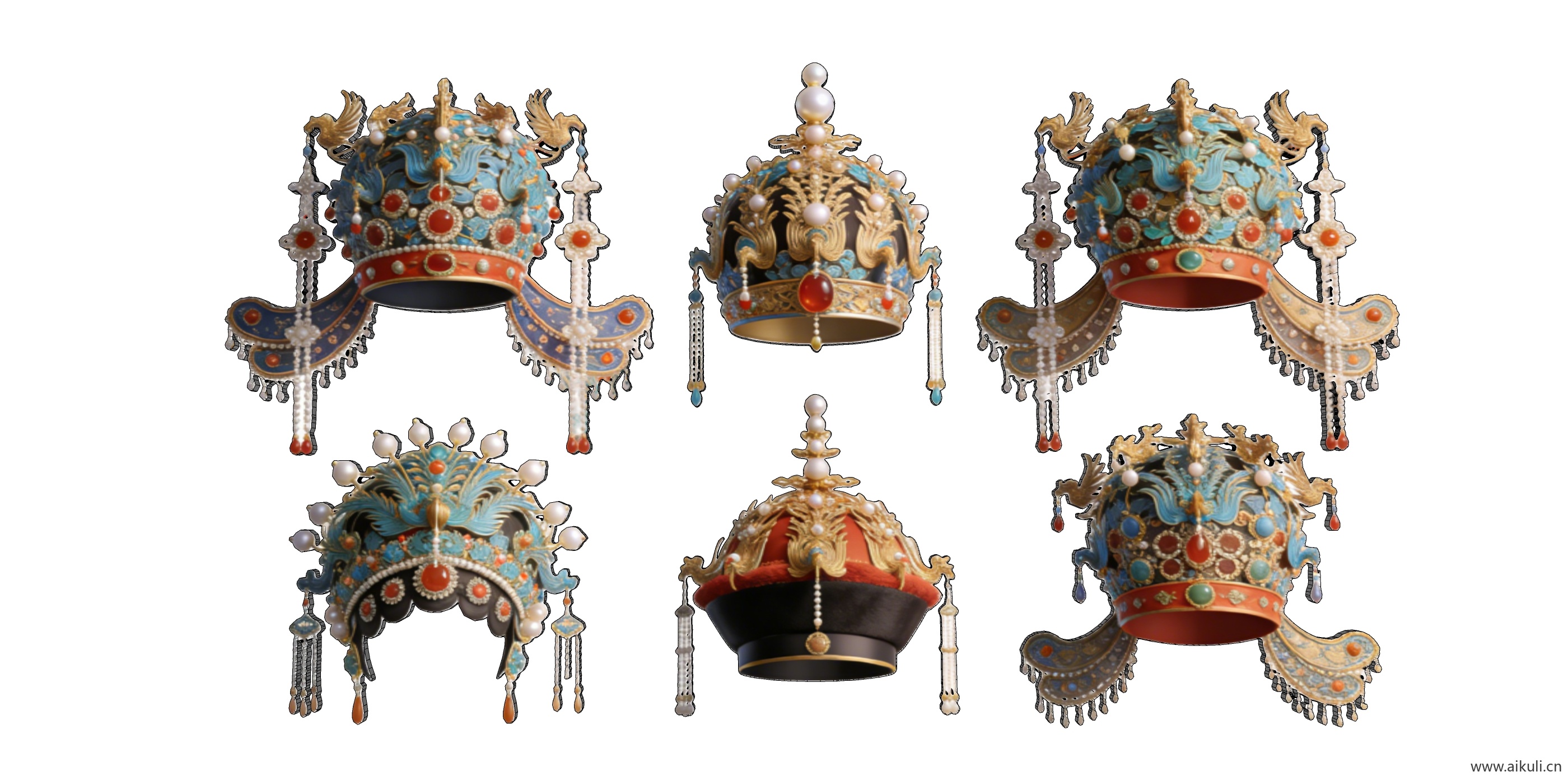 2D国潮戏曲宫廷皇子官帽头饰剪影