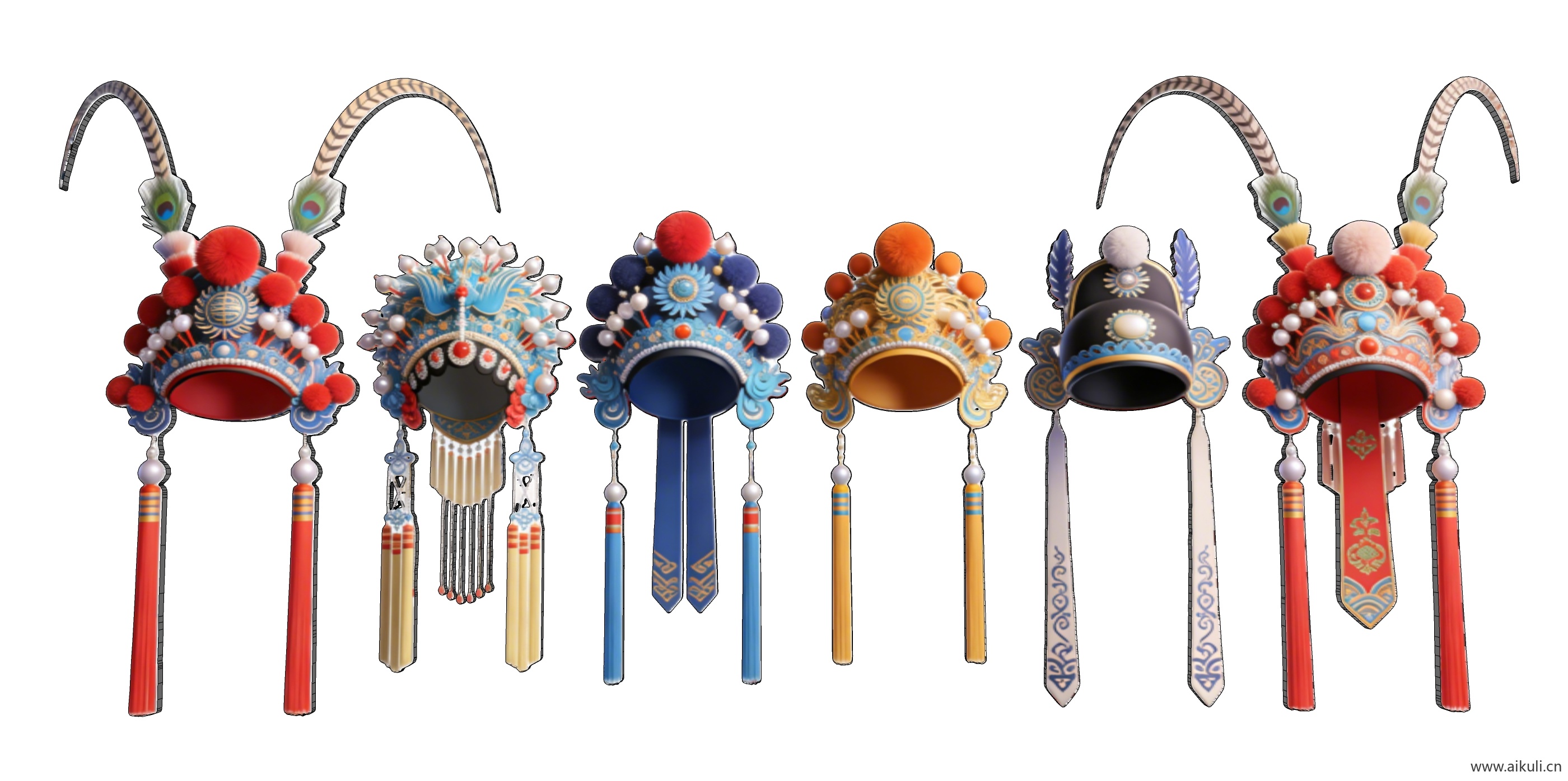 2D国潮戏曲帽头饰剪影