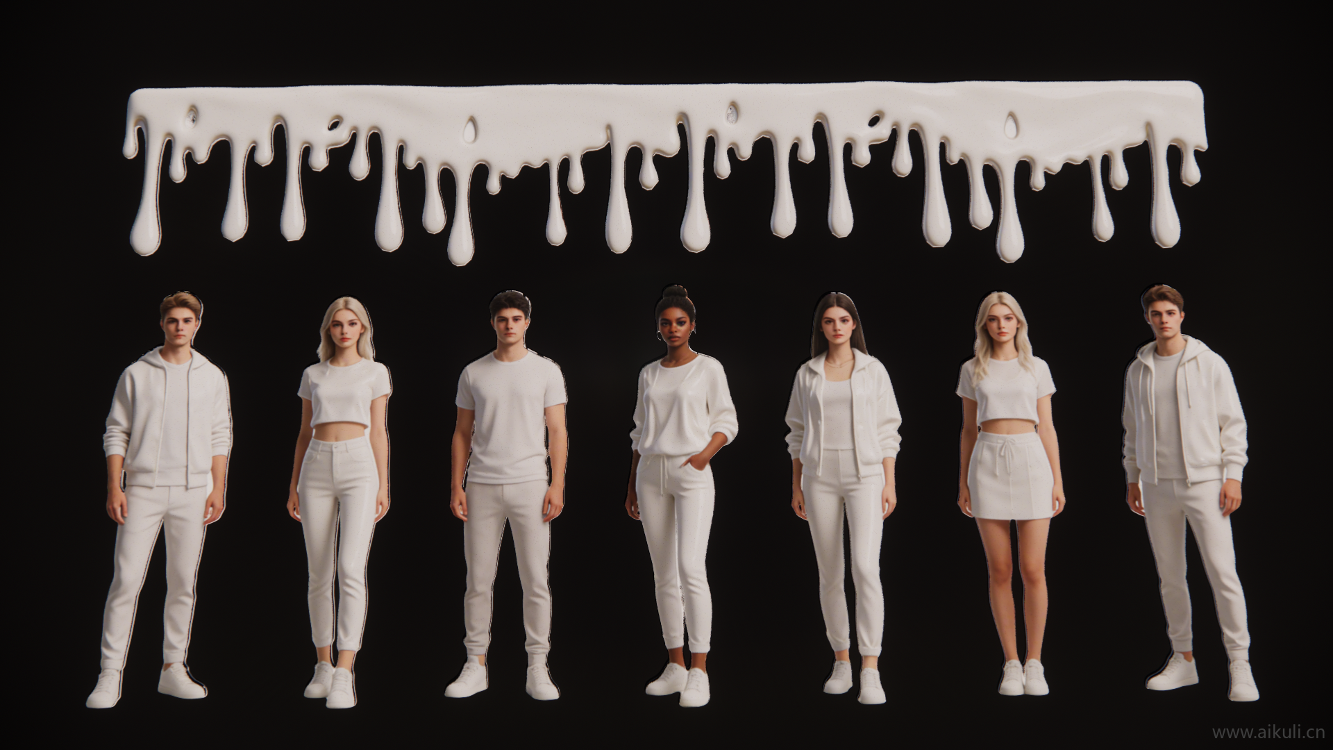 2D油漆流动 人物剪影艺术装置