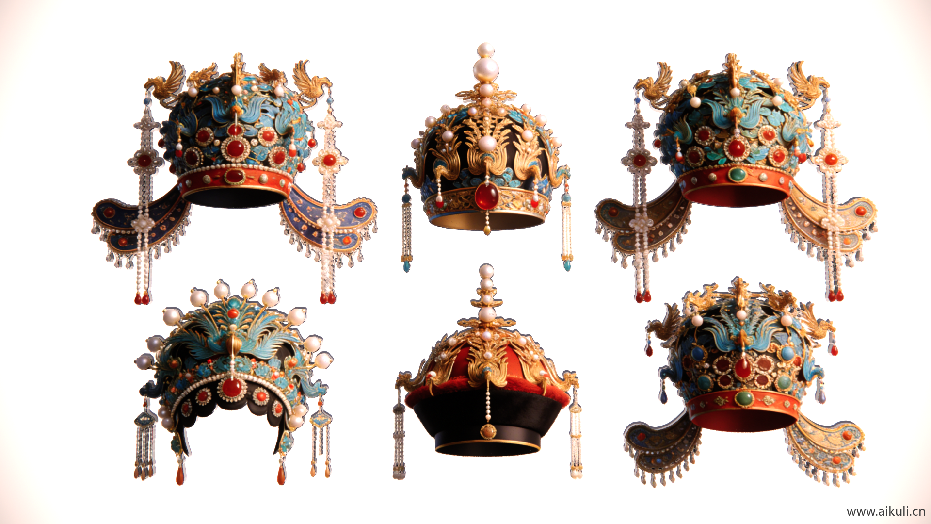 2D国潮戏曲宫廷皇子官帽头饰剪影