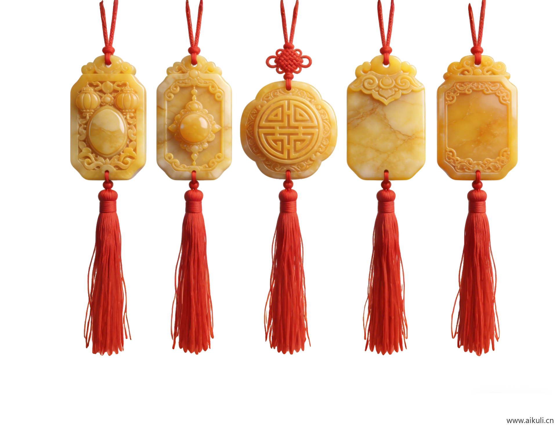 PNG素材黄玉石红流苏