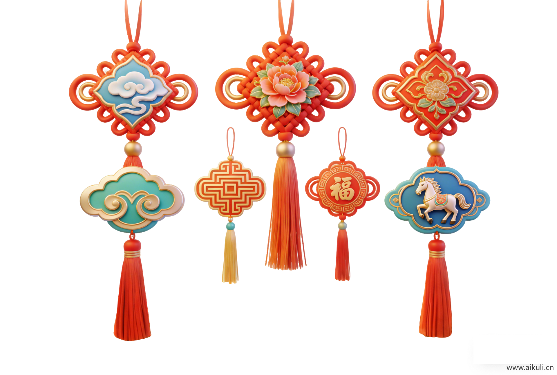 PNG素材马年中国结流苏 (1)