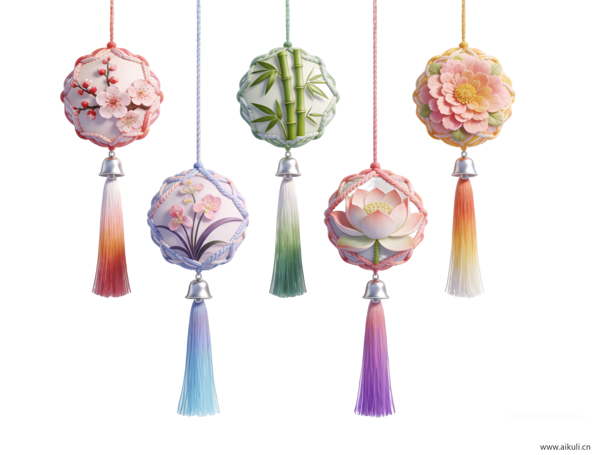 PNG素材吊串绣球流苏中国结 (2)