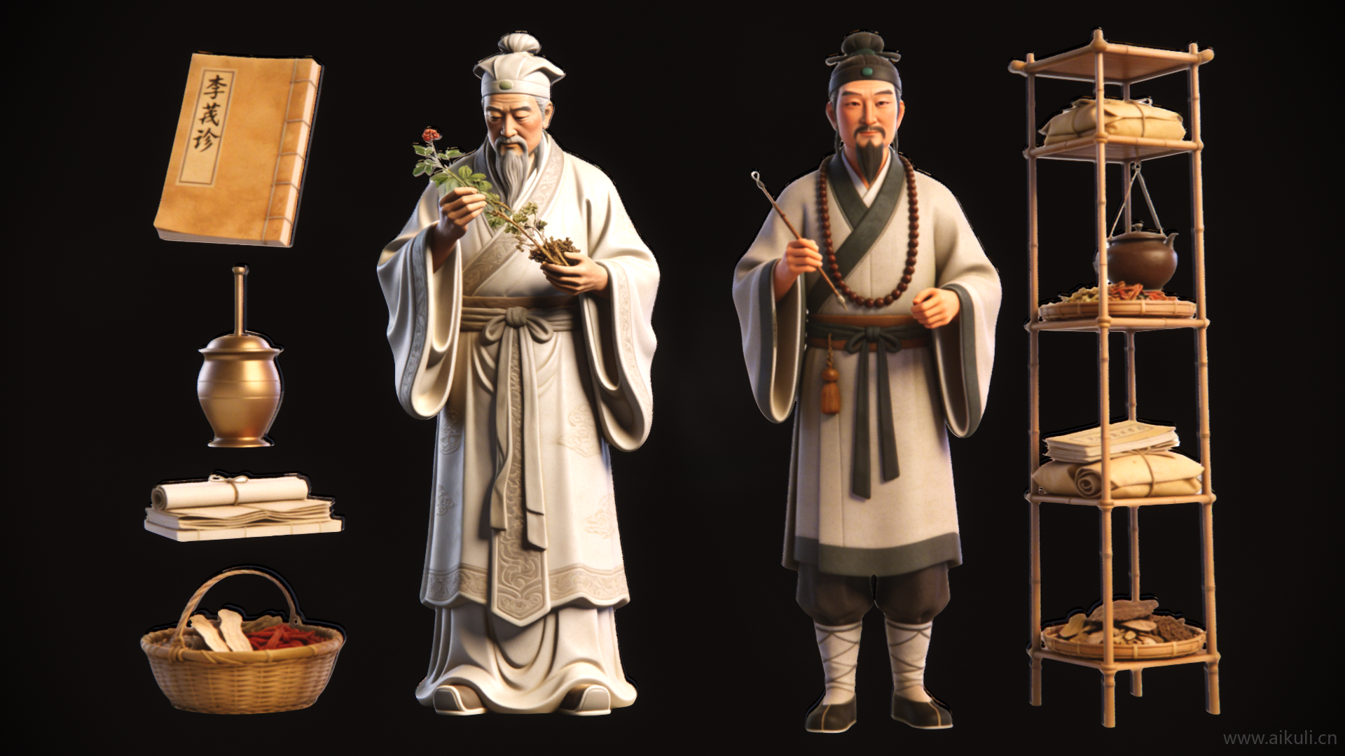 人物2D李时珍 古代名医剪影